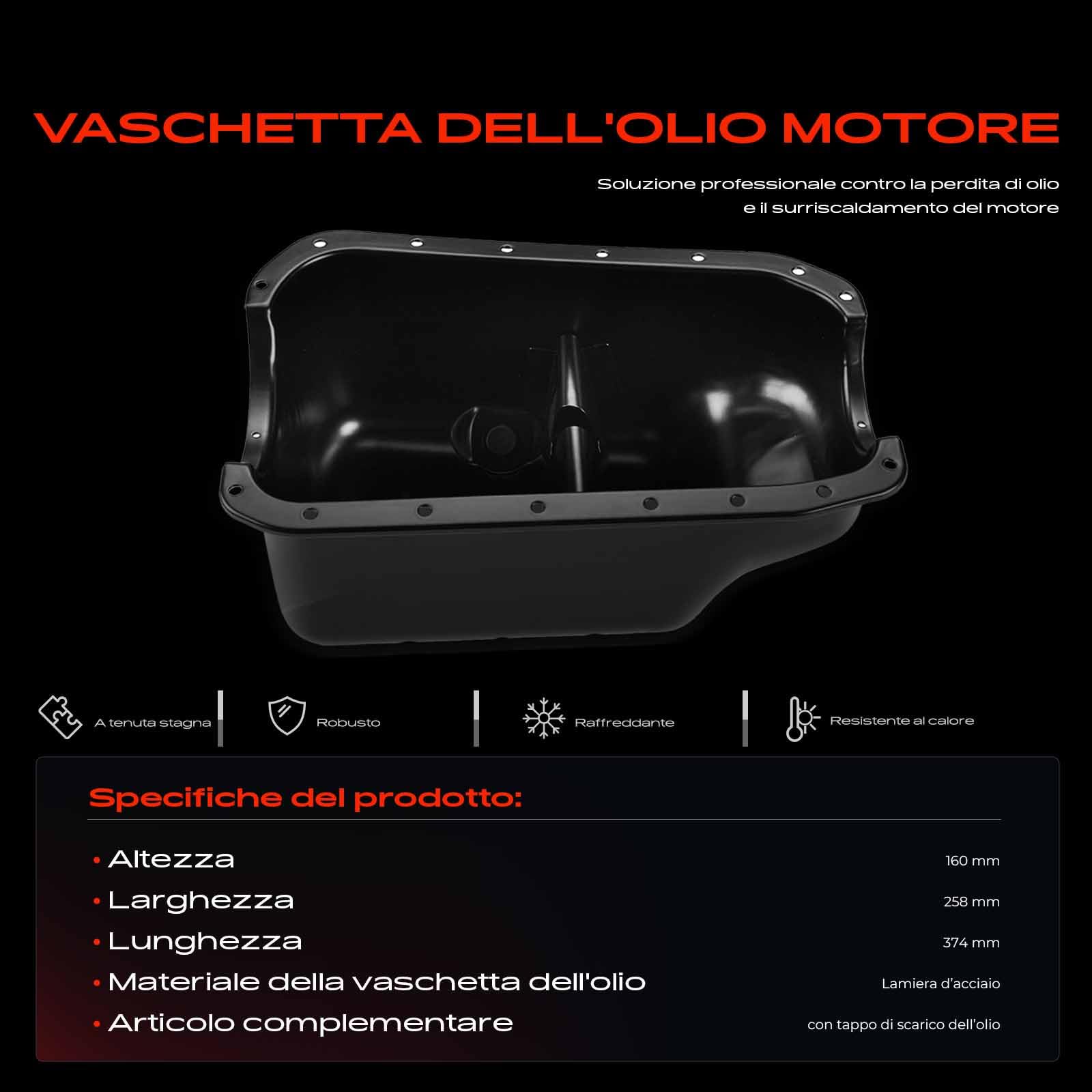 Frankberg Coppa dell'olio 7792191 | Compatibile con Cinquecento 170, Uno 146_, 127 127_, 141A_, Seicento/600 187, Seicento/600 Van 187