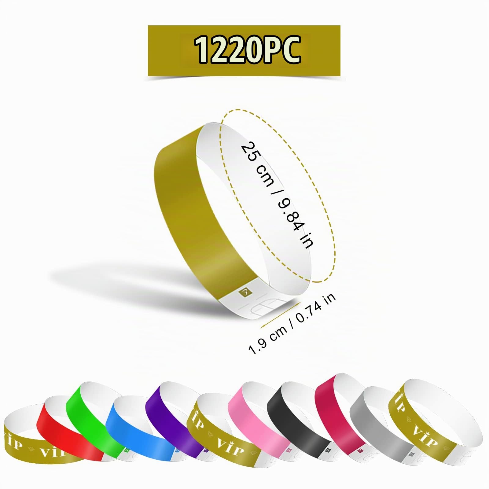 1220 Uds Pulseras de Papel para Eventos, Colorido Pulseras Identificativas Impermeables Brazalete Papel Pulseras de Entrada Pulseras para Eventos Fiesta Música Exhibición Conciertos (12 Colores)