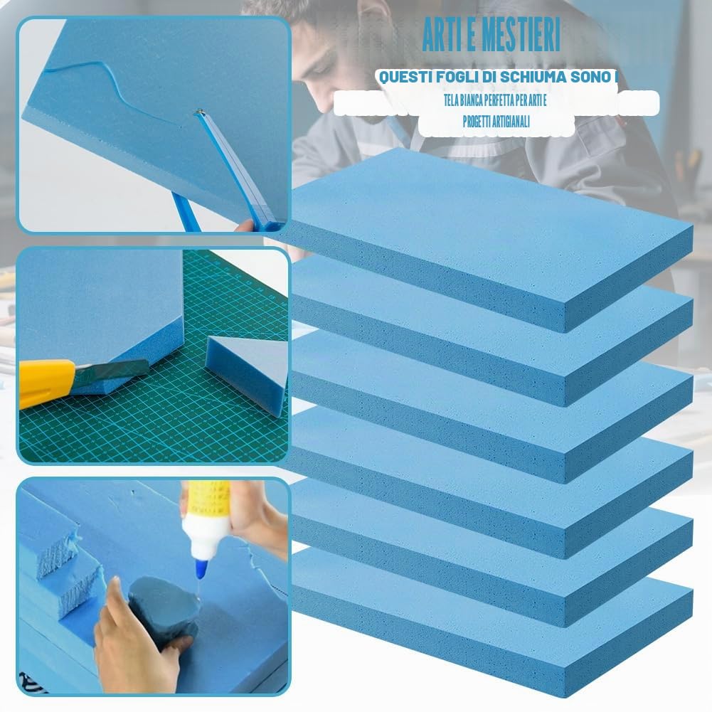 6 pannelli in schiuma rigida, 40 x 30 x 2 cm, ad alta densità, set di pannelli per fai da te, in schiuma rigida, in polistirolo per modellazione paesaggistica, edifici, base diorama