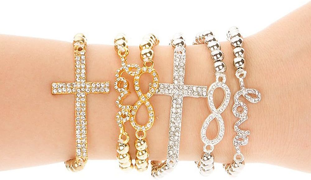 RUBYCA Mix Assortment 100pcs Lot Metal Sideways Crystal Bracelet Connector Bead DIY Jewelry