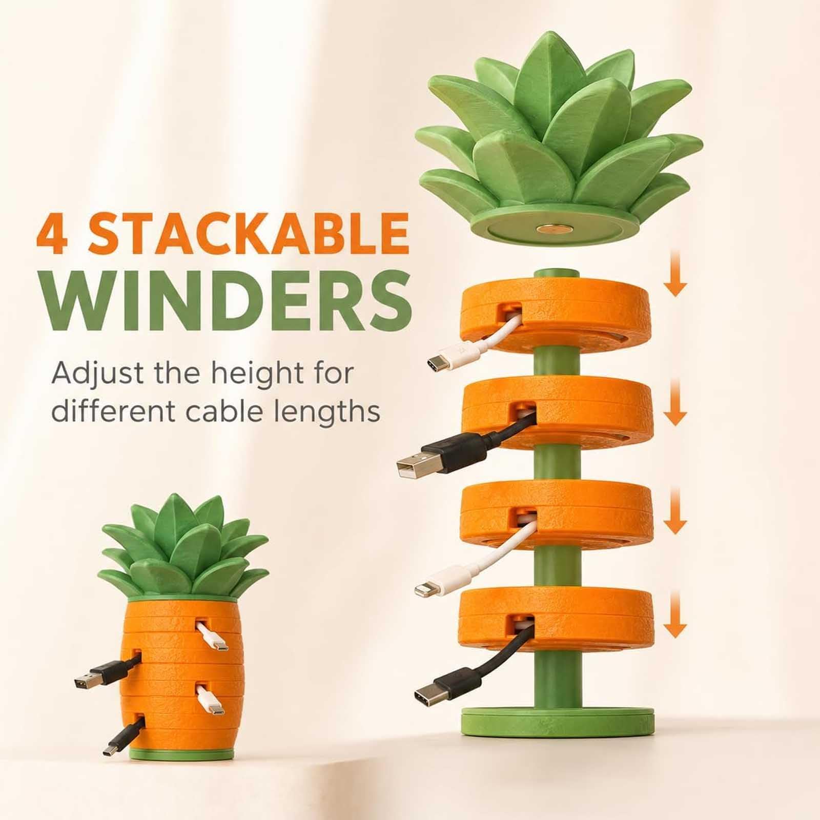 Modularer Kabel Organizer, stapelbare Aufwickelscheiben (2pc) | 3D gedruckter Kabelhalter für den Schreibtisch mit abnehmbaren Aufwickelscheiben (Größen S, M, L, XL) für Ladekabel Ohrhörer