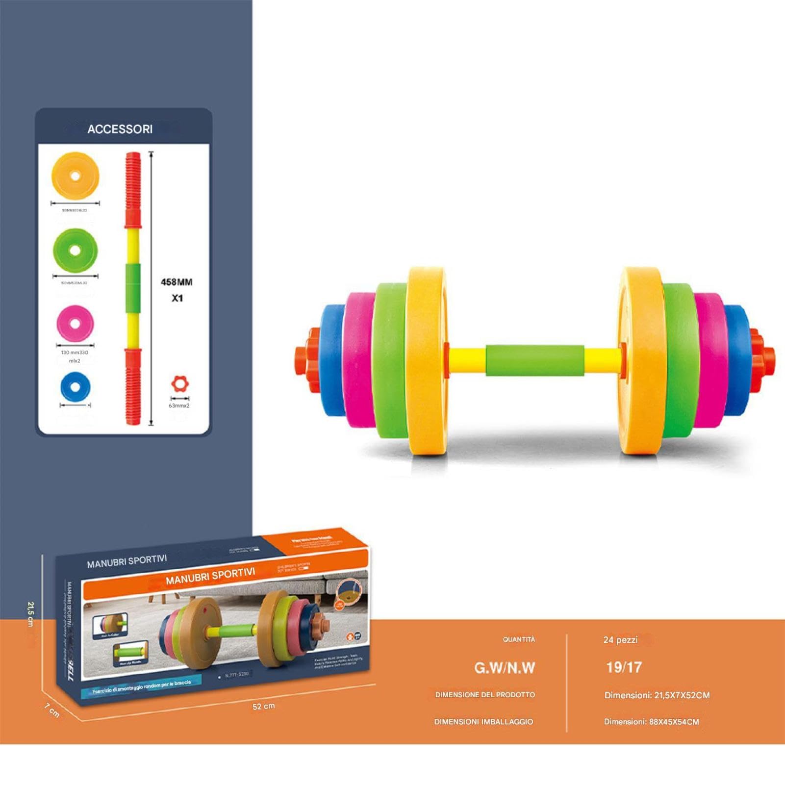 Set Bilanciere Giocattolo Per Bambini - Attrezzatura Da Gioco Con Peso Regolabile | Fai Finta Di Attrezzatura Per Il Fitness | Giocattolo Per L'allenamento Della, Kit Per Esercizi Sicuri, Altern