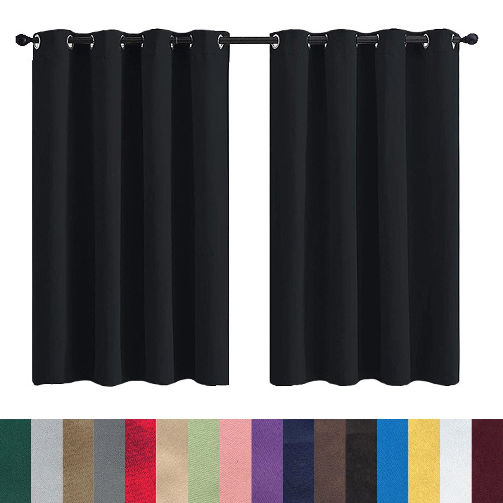 GAIFNAG Dim Out Eyelet Curtains 180 x 90 cm Drop Eyelet, Lightweight, Thermal Insulated Woven Voile Curtains for Bedroom for Bedroom and Living Room, Black — image 1