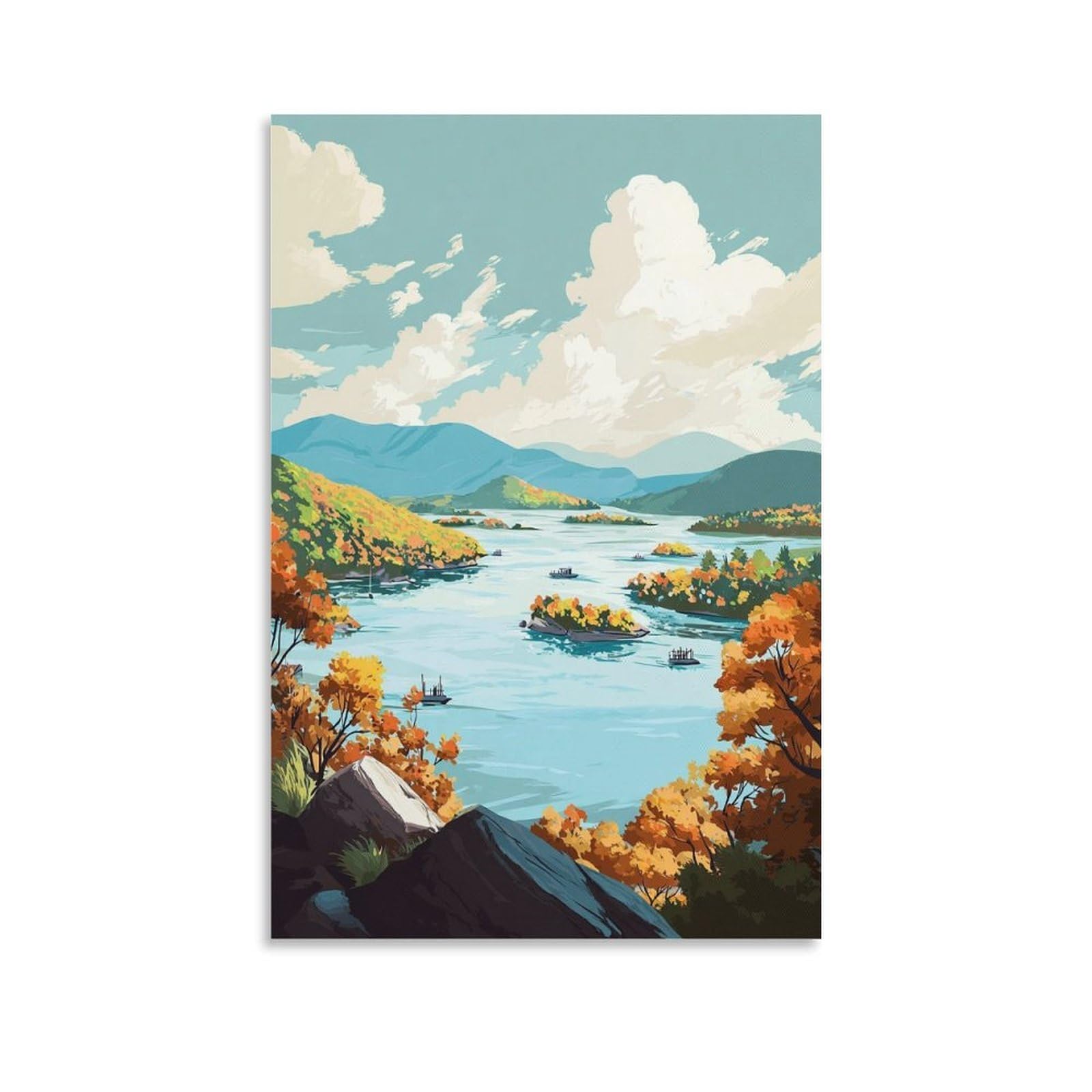 Hudson Valley Posters 24x36inch(60x90cm) Vintage Watercolor Canvas Art
