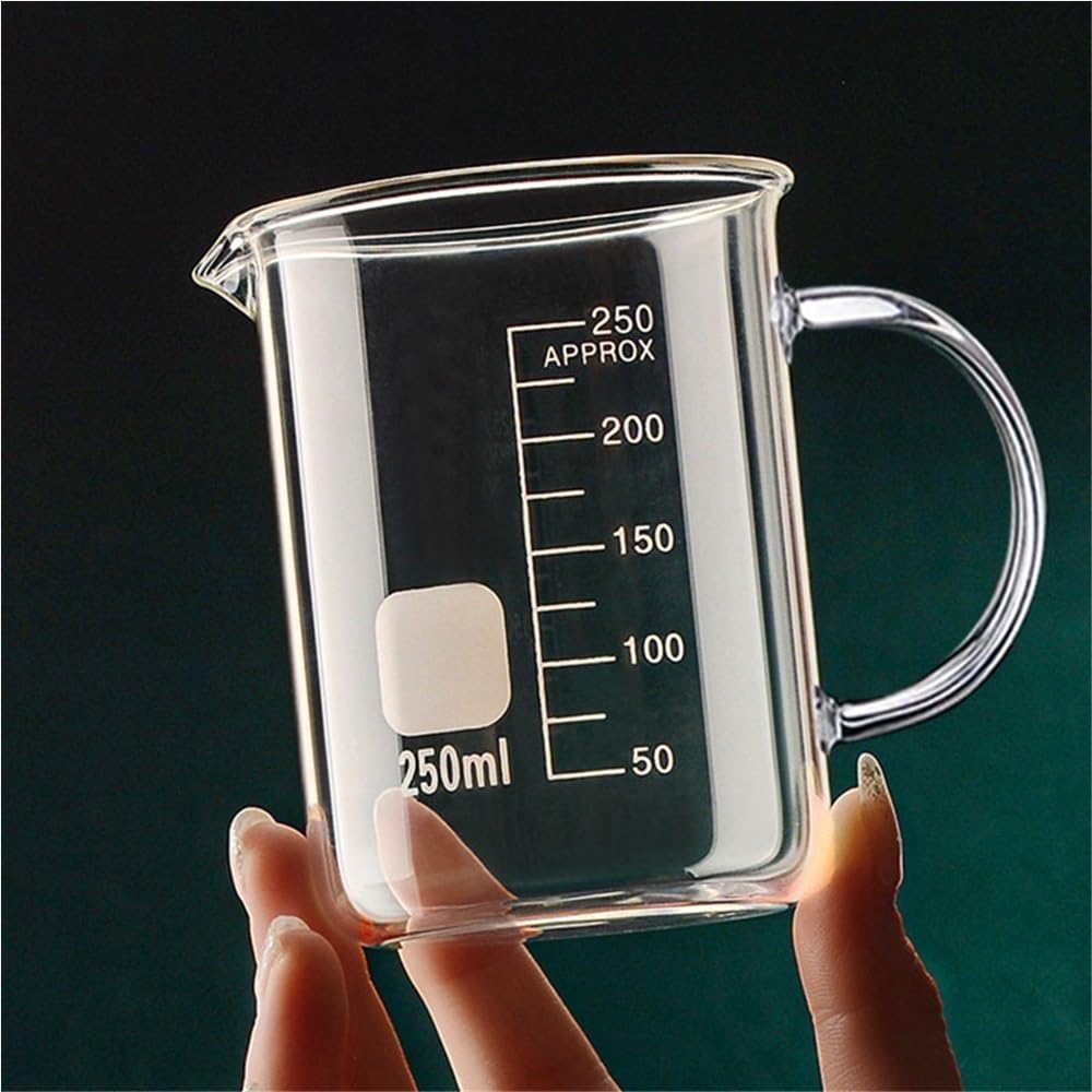 Szklana wysoka zlewka Wysoka zawartość laboratoryjnego szkła borokrzemowego Kuchenna miarka z uchwytem 50-1000 ml(400ml 1pcs)