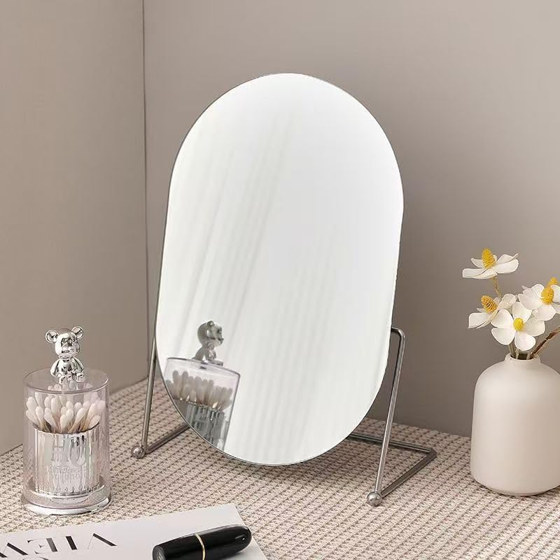Espejo Ovalado de Mesa con Soporte Ajustable Plata miniatura 3