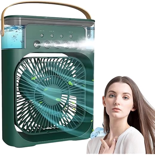 Drumstone(?????????????? ????+?? ?????????? Warranty) Portable Air Conditioner Cooler, Mini Evaporative Cooler with 7 Colors LED Light, 1/2/3 H Timer, 3 Wind Speeds and 3 Spray Modes ??????????