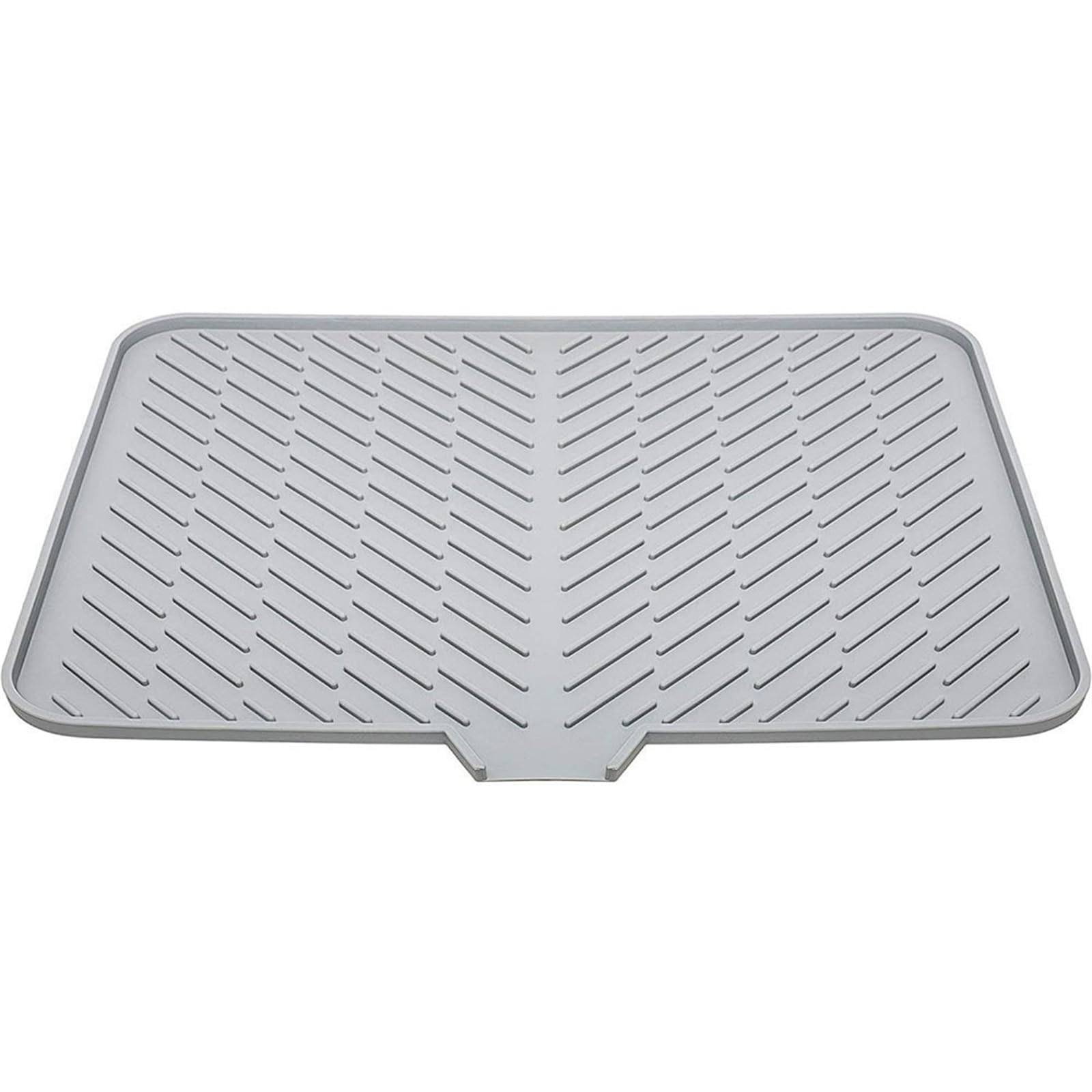 Große Silikon-Abtropfmatte, 40 x 31 cm, schräge Drainagematte für Küchenspüle, Doppelhahnschutz, Spritzschutz und Abtropfmatte, Universal-Spülbeckenmatte (grau)