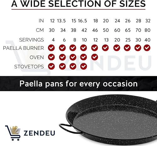 Miniatura 5 de Paellera esmaltada de 15 pulgadas - Paella de acero esmaltado, fabricada en España - Fácil limpieza - Acero esmaltado, 15 pulgadas - 15.0 in (8