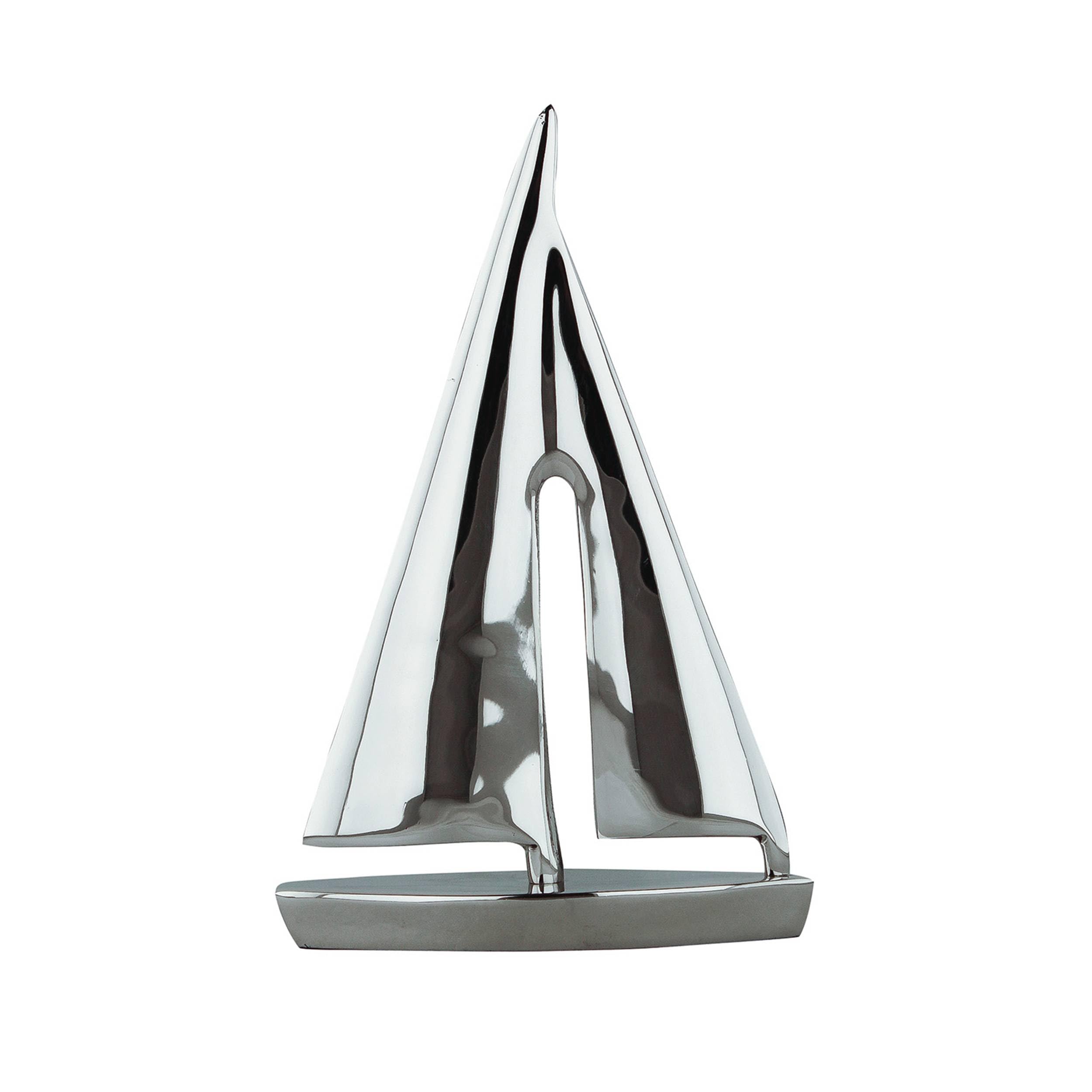 Nklaus Silver Nickel-Plated Brass Sailing Yacht, 15 X 22 Cm, Elegant Nautical Decoration, 15963