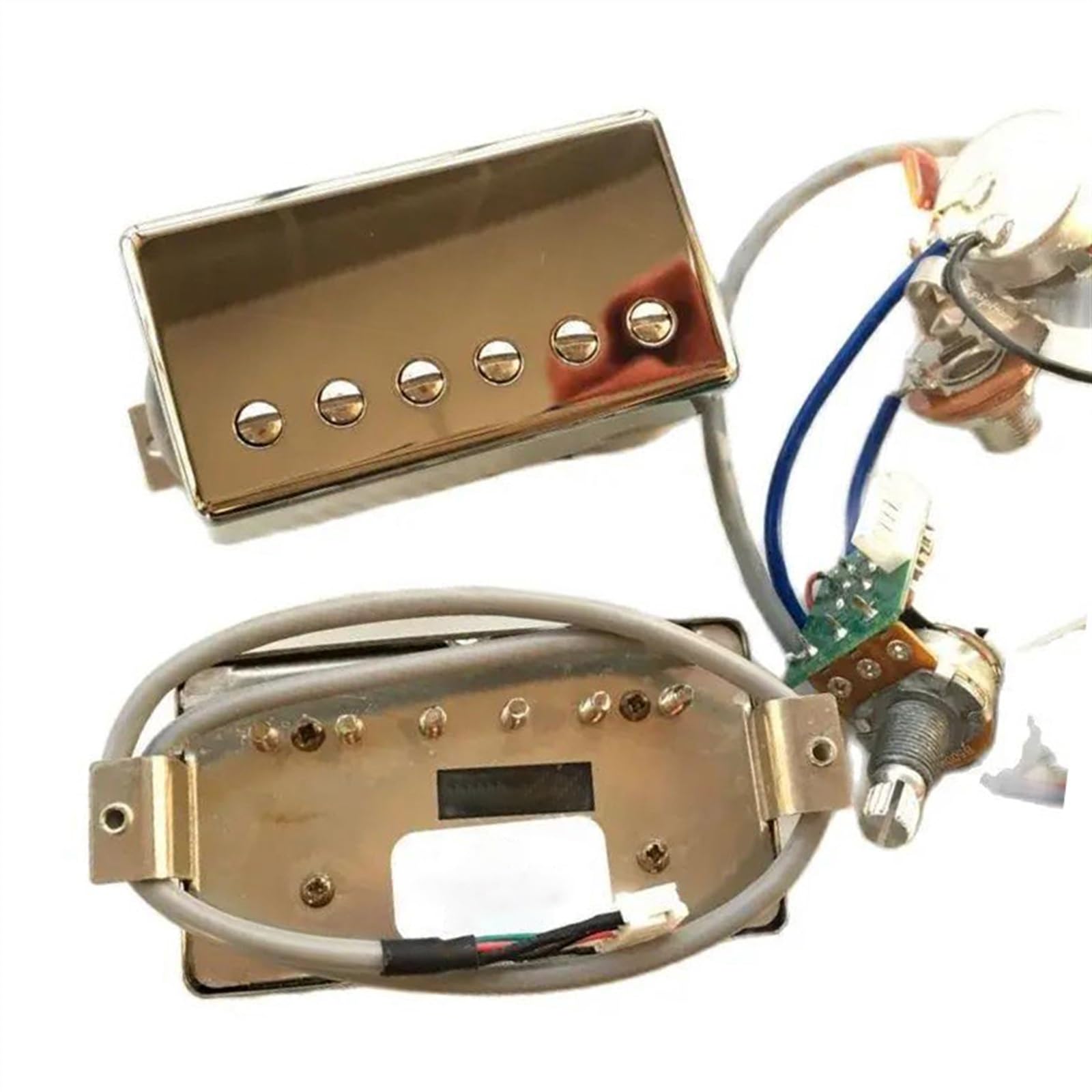 1 Set Electric Guitar Humbucker Pickups With Pro Wiring Harness For Nickel Cover Silver