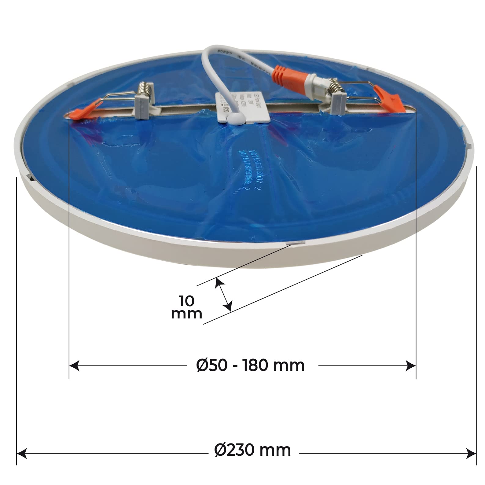 LED ATOMANT Lot de 2 Panneau LED Encastrable Downlight Rond Plat Coupe Réglable (50-180mm) 20W, Couleur Blanc Neutre (4500K), 1800 Lumens, Driver inclus