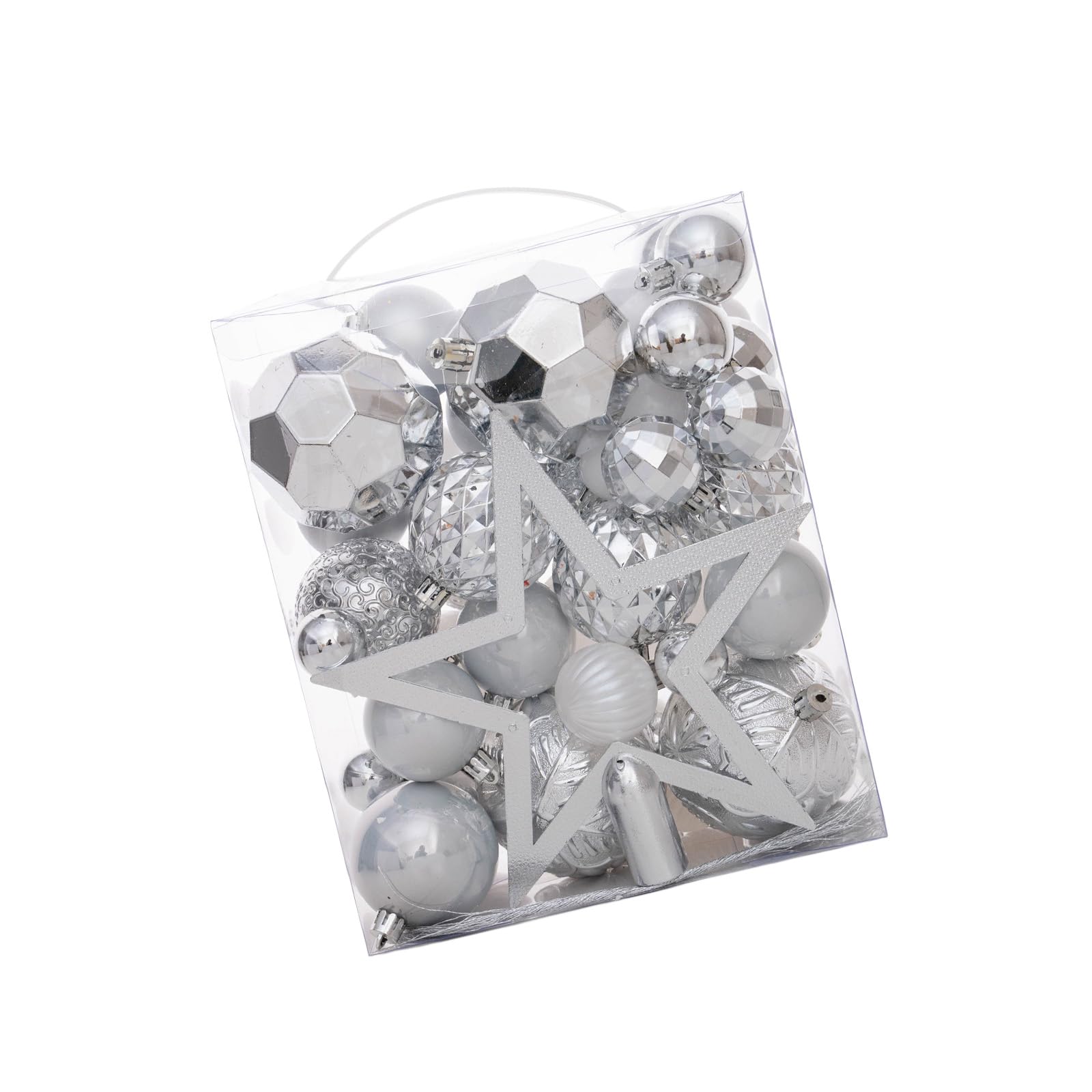 Set di 50 decorazioni natalizie con gancio preinstallato e puntali per albero a forma di stella, per appendere facilmente le feste di Natale, set misto