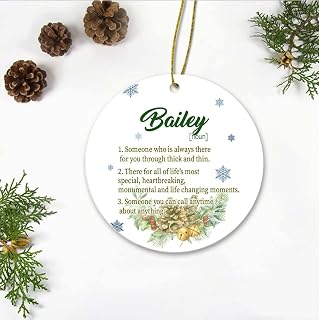Best Friend Christmas Gift For Bailey Ornament - Christmas Ornaments Decorations for Christmas Tree 2021 With Name Bailey Ornament 3 Inch Plastic Flat