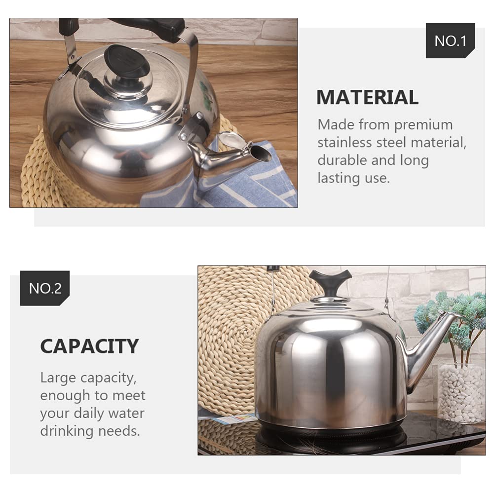 7L Whistling Tea Kettle Stainless Steel Teapot For Stove Top Tea Boiler With Anti- Hot Handle Hot Water Kettle For Tea And Coffee Silver