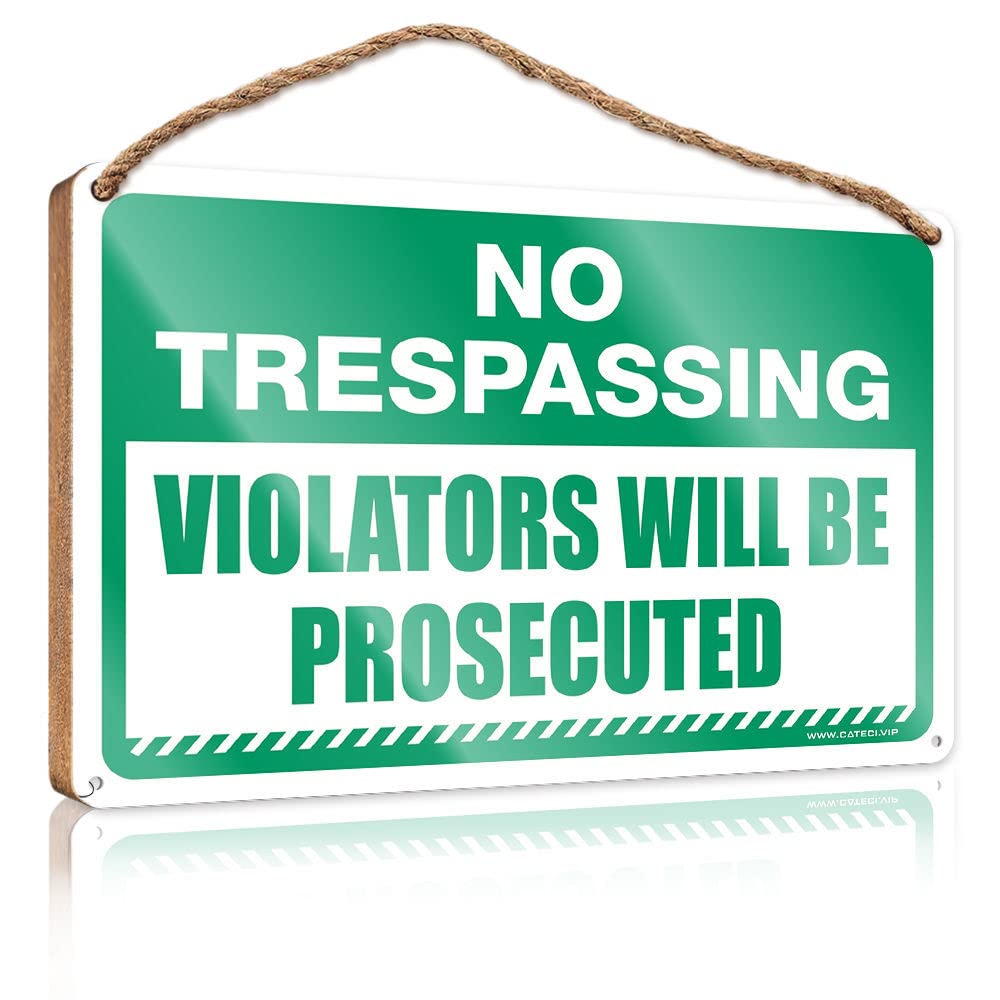 DTHA Funny Wooden Signs No Trespassing Violators Will Be Prosecuted Wooden Sign Apartment Decor Home Signs For Front Porch(15X28CM)