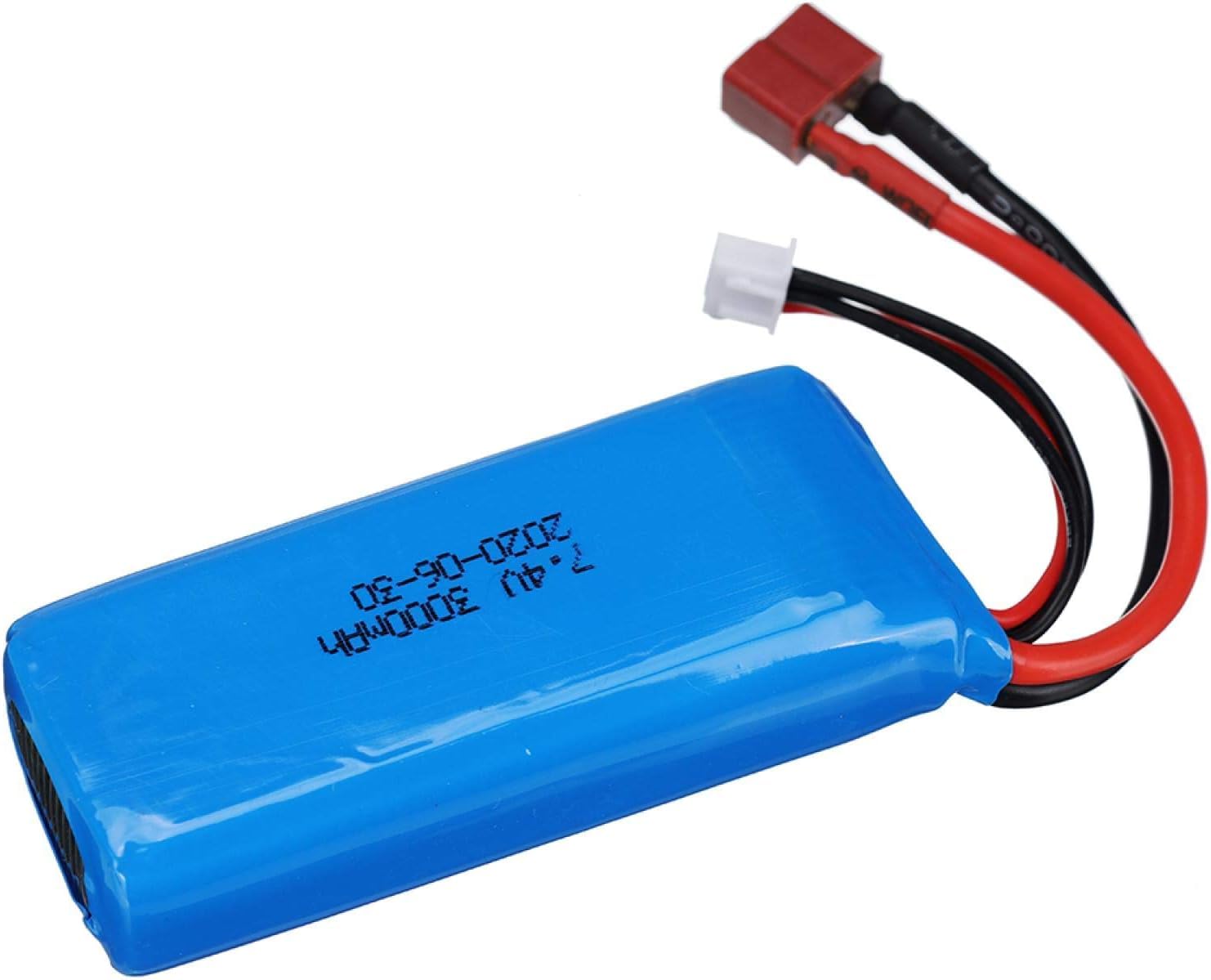 YUNIQUE GREEN-CLEAN-POWER Akumulator Lipo 7,4 V 3000 mAh 2S z wtyczką T Plug - kompatybilny z samochodem RC Wltoys 144001 1/14 RC - wysokiej wydajności zamiennik dla modeli sterowanych radiowo