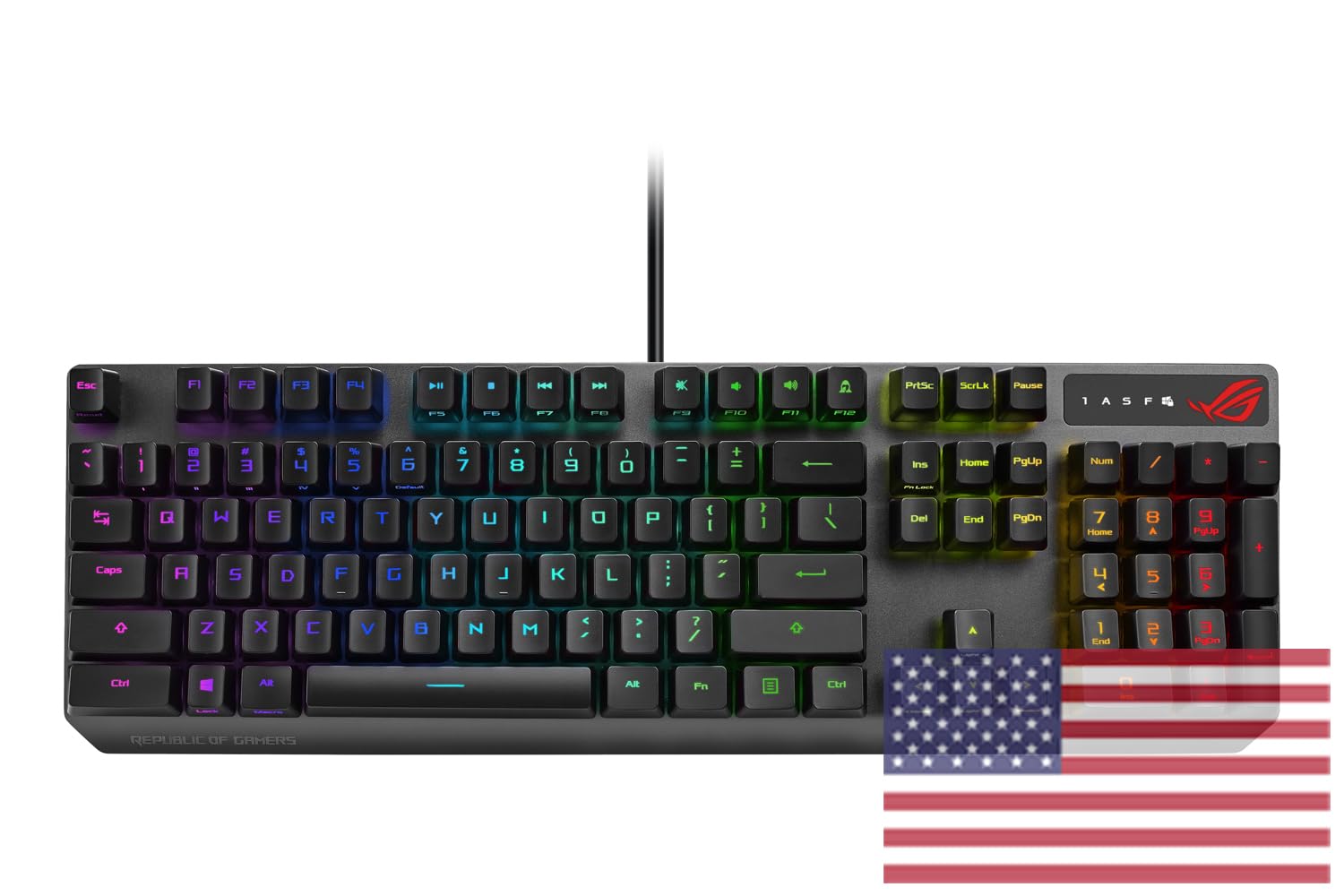 ASUS ROG Strix Scope RX Gaming Mechanical Keyboard, Red Optical Switches, USB 2.0 Passthrough, 2X Wider Ctrl Key, Aura Sync, Armoury Crate RGB Lighting, Black