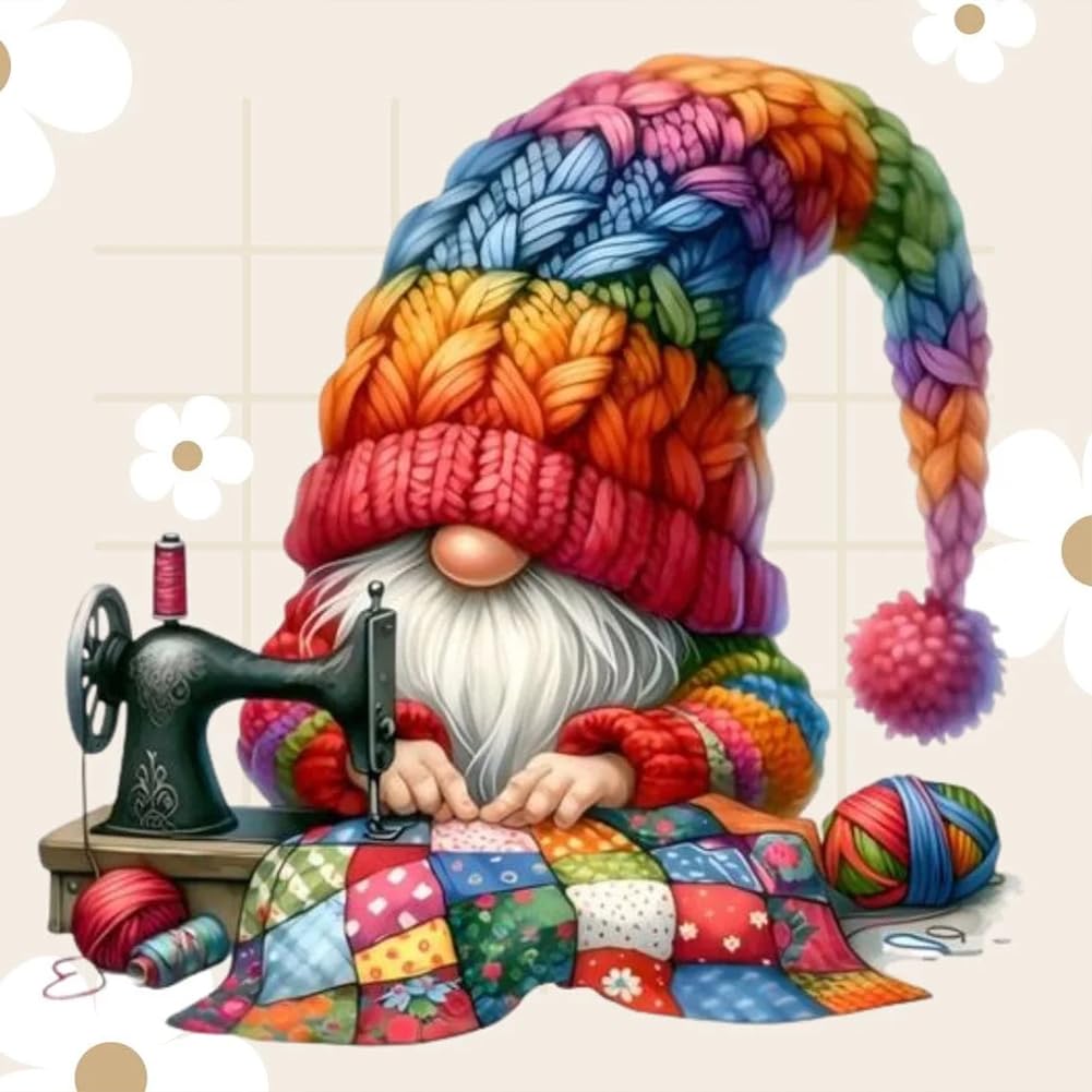 Fiorky M Coffee Gnome Diamond Painting Art Kits Adults, 5D Diy Full Round Drill Diamond Painting Cartoon Coffee Gnome For Home Wall Decor
