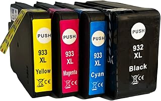 4 932XL Black and 933XL Cyan / Yellow / Magenta Ink Cartridges compatible with HP Officejet 6100 ePrinter 6600 e-All-in-One 6700 Premium Officejet 7110 Wide Format ePrinter Officejet 7610