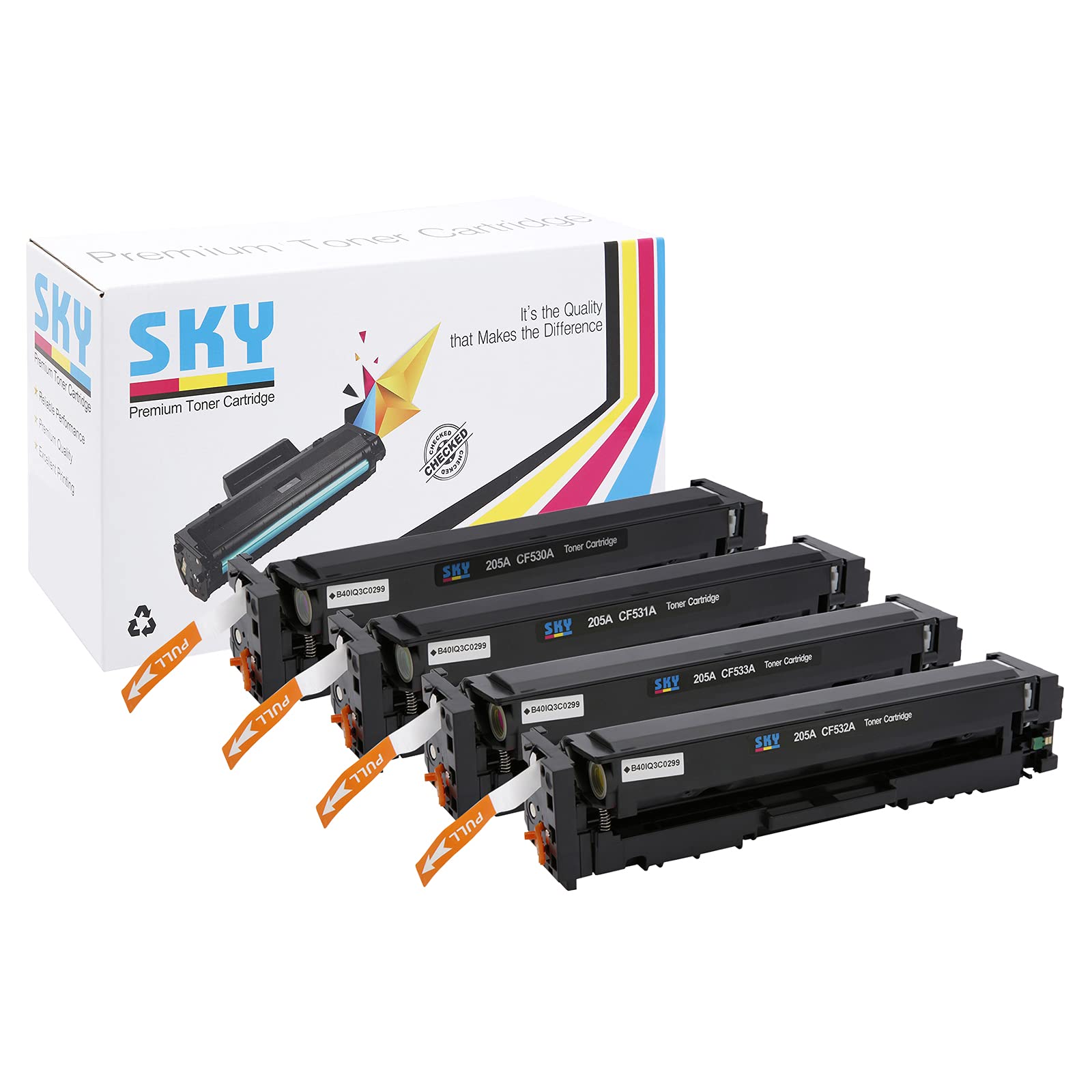 SKY 4-Pack 205A Compatible Toner Cartridge set for Color Laserjet Pro M154 MFP M180 M180n M181 M181fw Printers