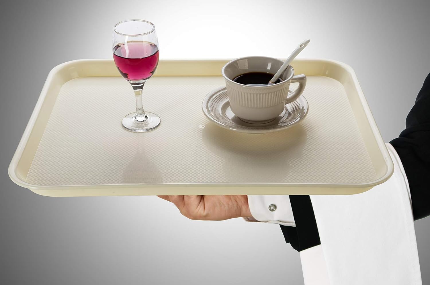 Rectangular Plastic Serving Trays,Fast Food Serving Cafeteria Trays,17"X13",Set of 6(Beige) - Image 5