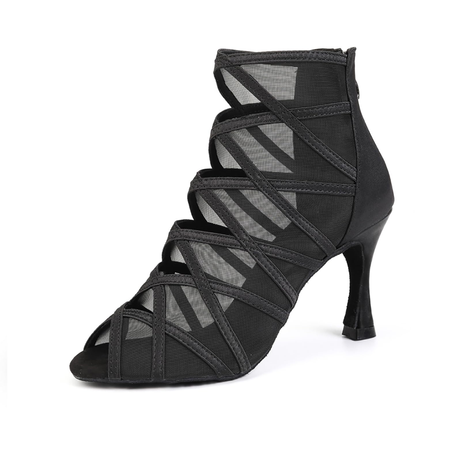 TINRYMX Women's Latin Dance Boots Ballrooom Salsa Tango Open Toe Performance Professional Dance Shoes, Model-YCL445