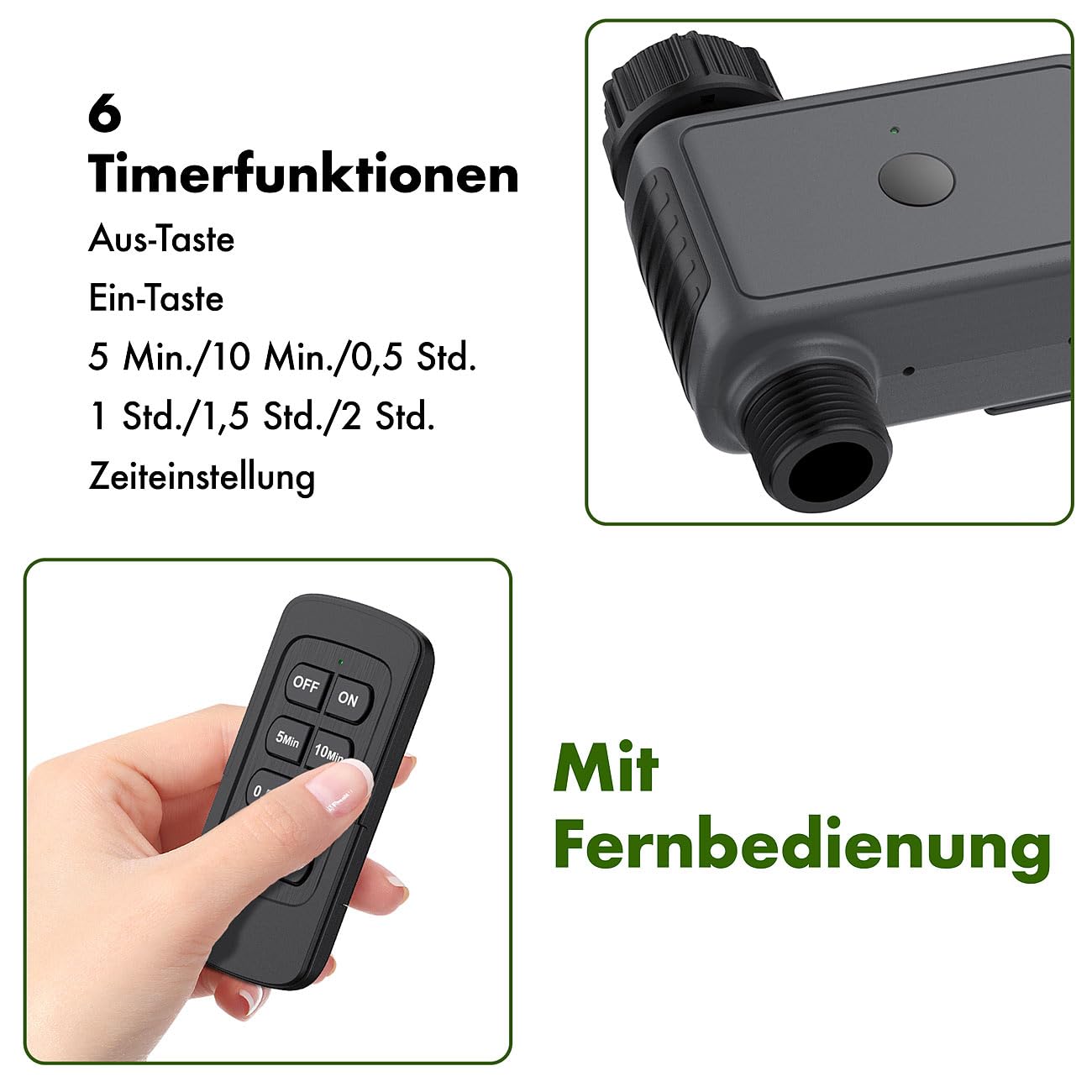 Royal Gardineer Bewässerungsgerät: 2er-Set Bewässerungscomputer mit Ventil, Funk-Fernbedienung, IP55 (Wetterfester Bewässerungscomputer, Funk-Bewässerungsautomat)