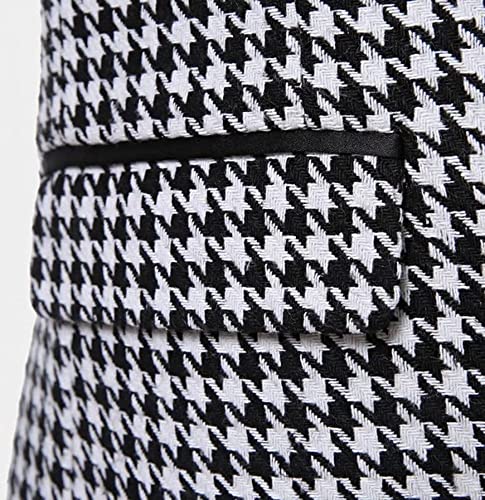 Men's Houndstooth Suit 3-Piece Double Breasted Vest Business Wedding Prom Jacket Tuxedo & Trousers4