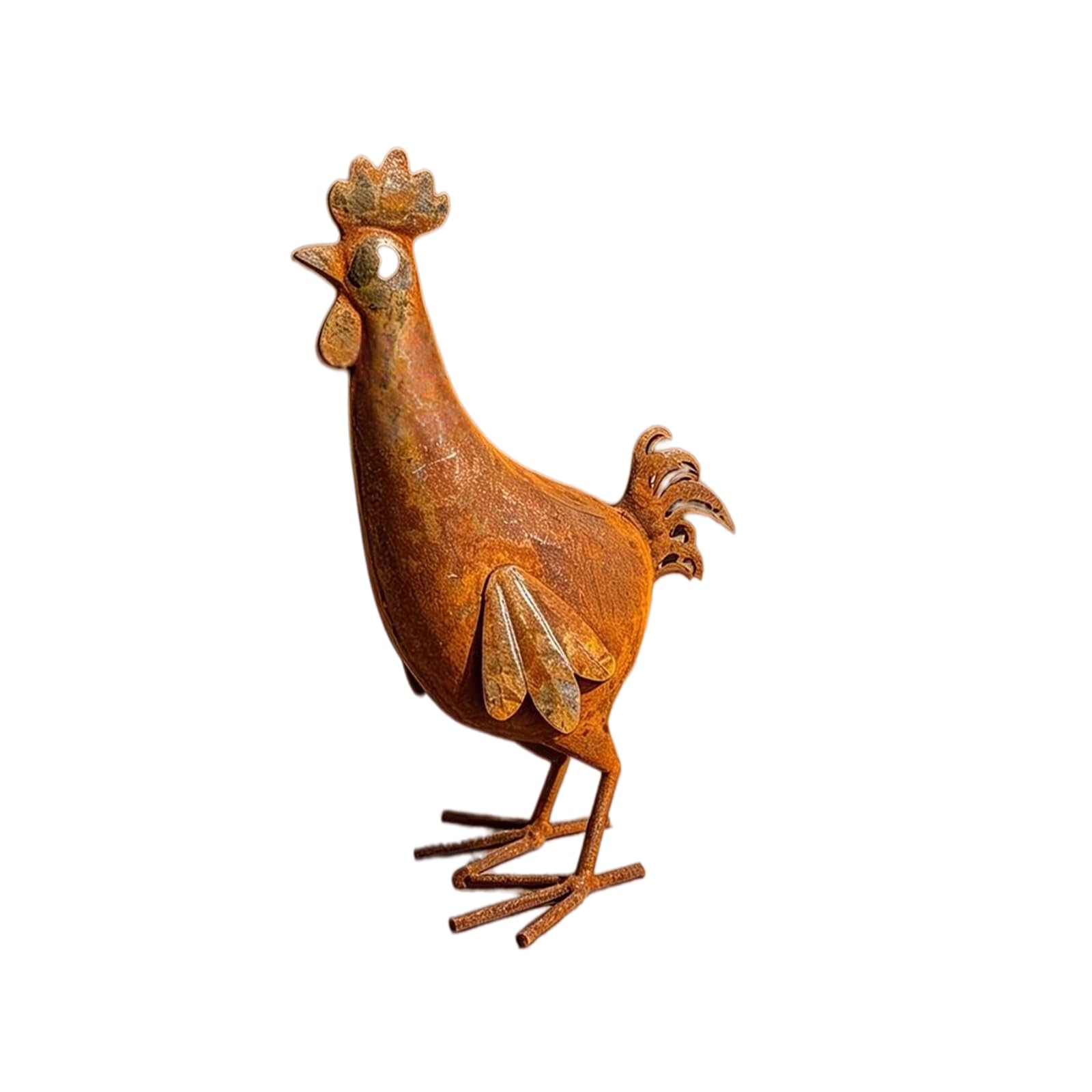 Sculptures Metal Rooster Garden Statue Iron Vintage Farmhouse Decor, Freestanding 5.1 X 9.8 in Yard Ornament for Porch, Entryway and Flower Bed Chicken Sculptures Metal Rooster Garden Statue Iron Bed
