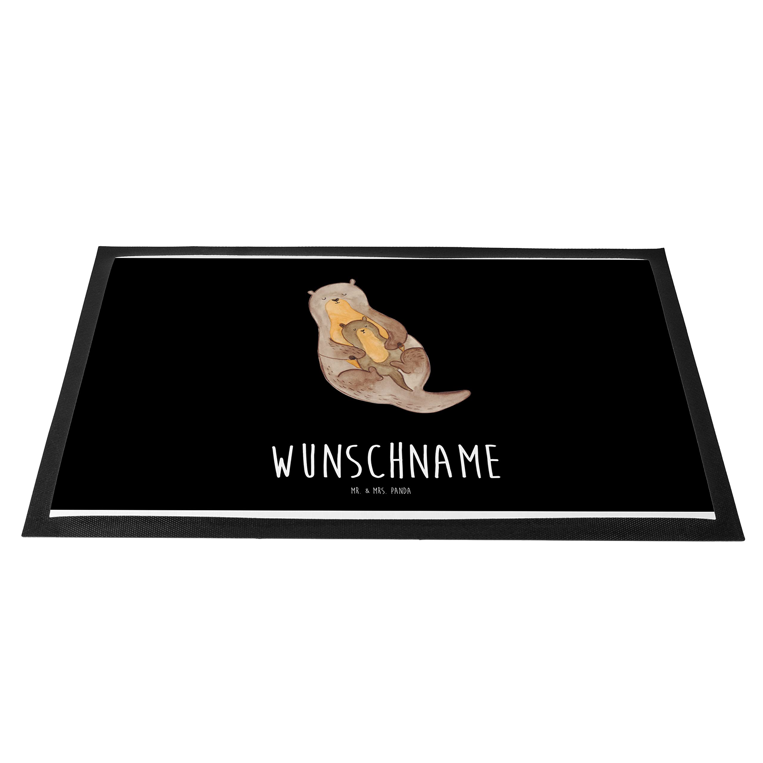 Mr. & Mrs. Panda Fussmatte personalisiert Otter Kind 40 x 60 cm - Personalisierte Geschenke, Geburt, mit Namen, Fußmatte, Familie, Mutter, personalisierbar, Baby, Mama
