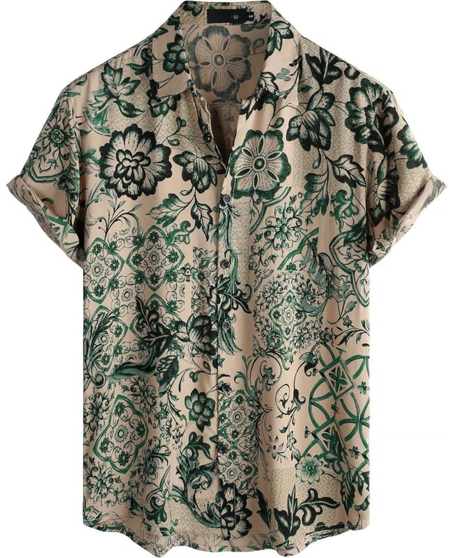 Image of Men's Multi-Coloured Floral Printed Shirt for man | Half Sleeve Cotton Shirt for Men | Summer Shirts for Men