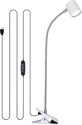 Miniatura 11 de Lámpara de escritorio Dott Arts, luz con clip USB, luces de libro para leer por la noche, 3 modos de color, 10 niveles de brillo, luz de lectura LED