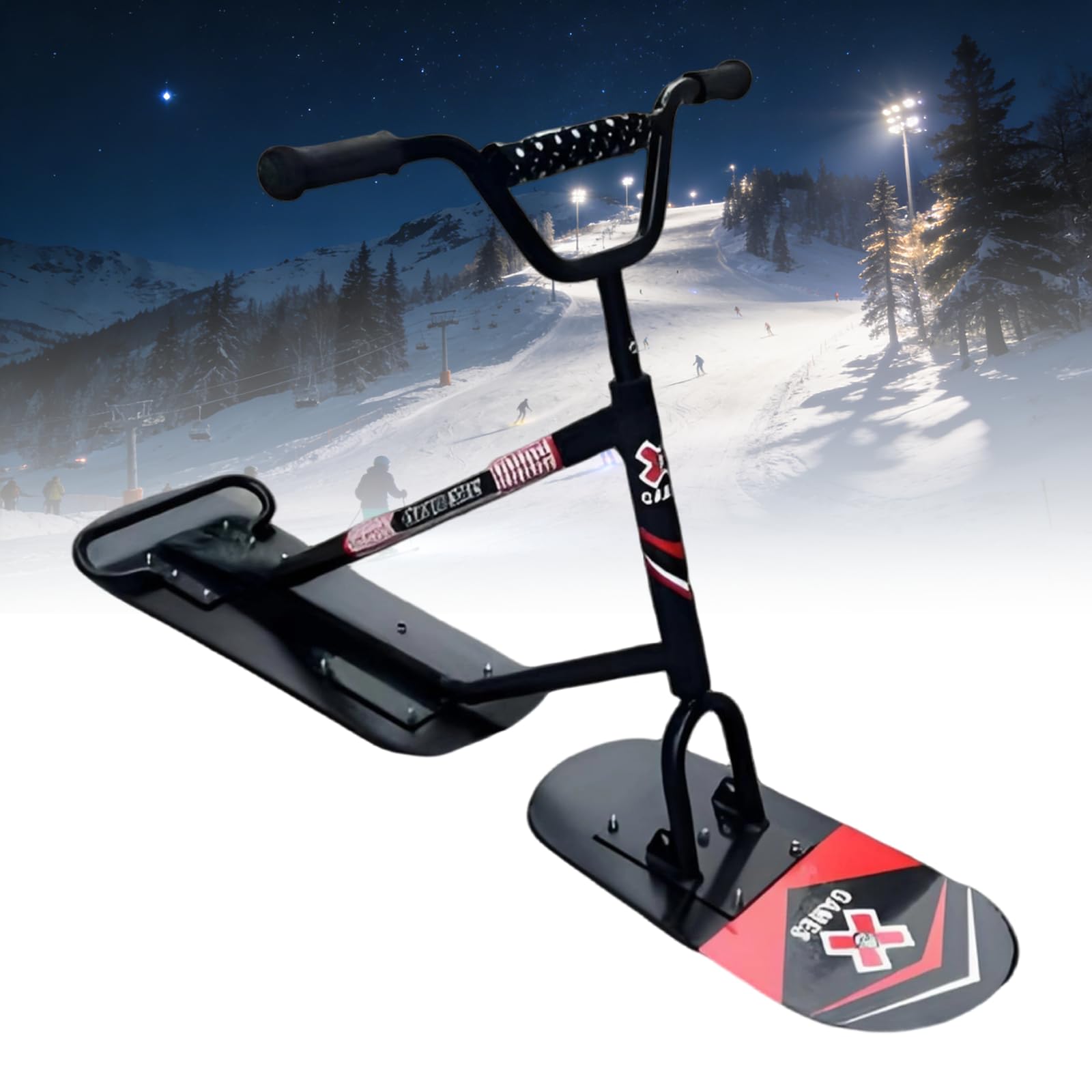 Sci da neve professionale con rotazione a 360° e doppie lame, slitta ad alta capacità per tutti i terreni per sport invernali all'aperto in famiglia