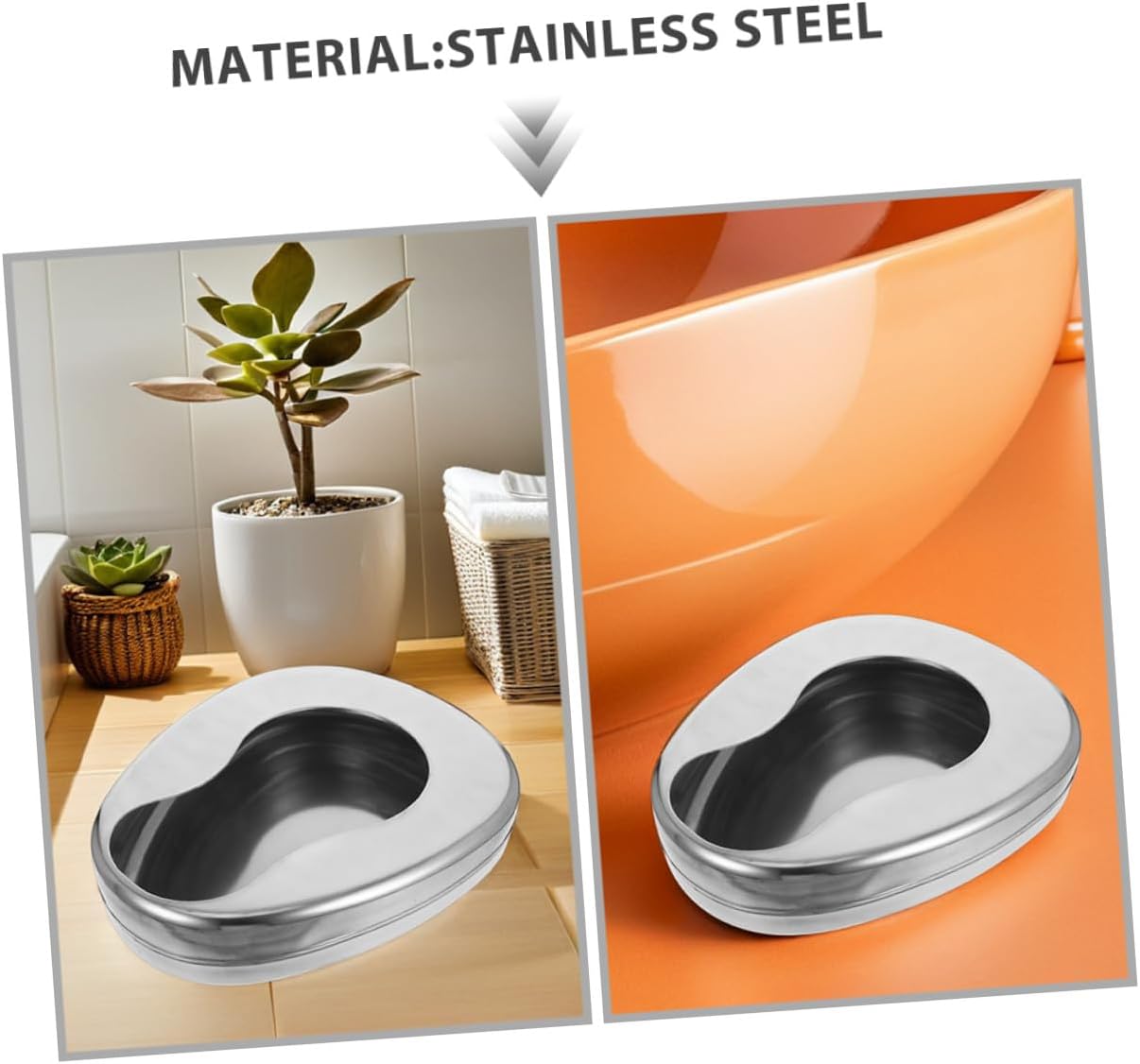 2pcs Stainless Steel Bed Pan for Bedridden Patients, Spill-Proof Night Urinal, Portable Medical Toilet for Elderly Men and Women Home Care