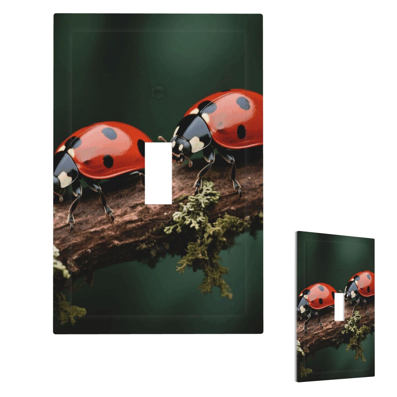 Fekiloot Single Toggle Ladybug Wall Plate Cover Modern Decorative 1 Gang Light Switch Cover Unbreakable Receptacle Outlet Covers For Living Room Bedroom Home Decor