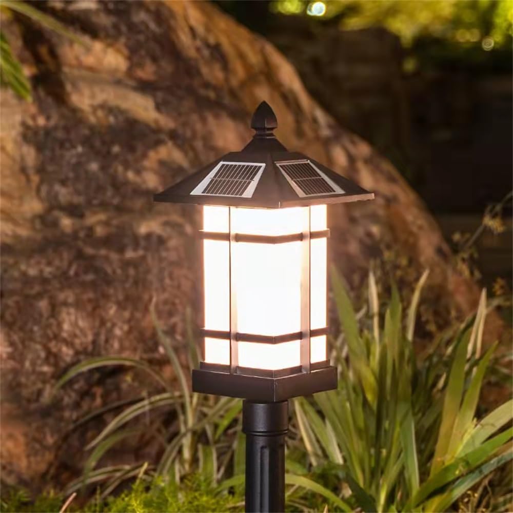 Lampada Solare da Giardino contemporanea, Impermeabile, per Ville, Giardini, Cortili, quartieri residenziali (Stile 10 H82CM, 1 Pezzo)