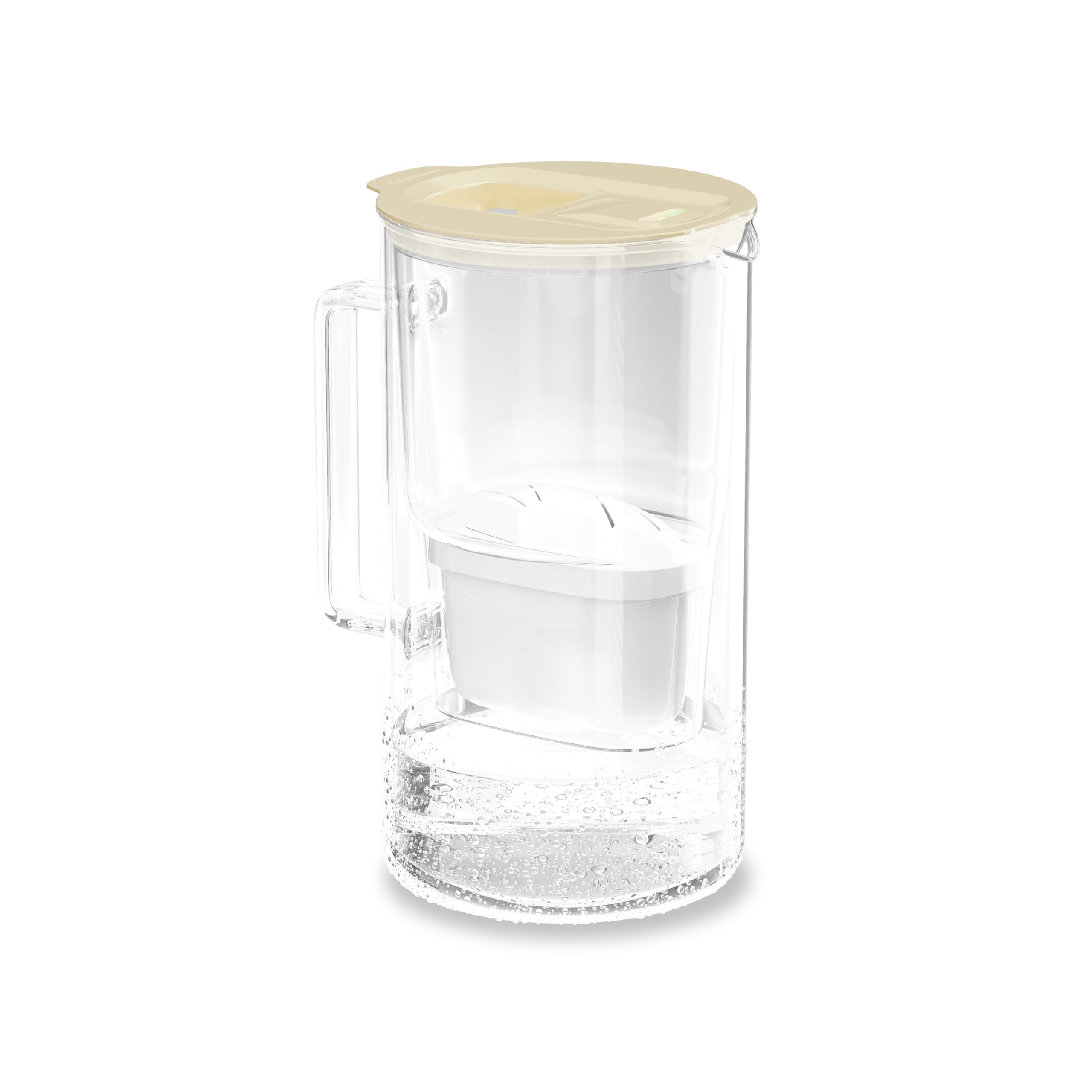 Jarra compacta de agua para la puerta de la nevera con elegante cuerpo de vidrio beige