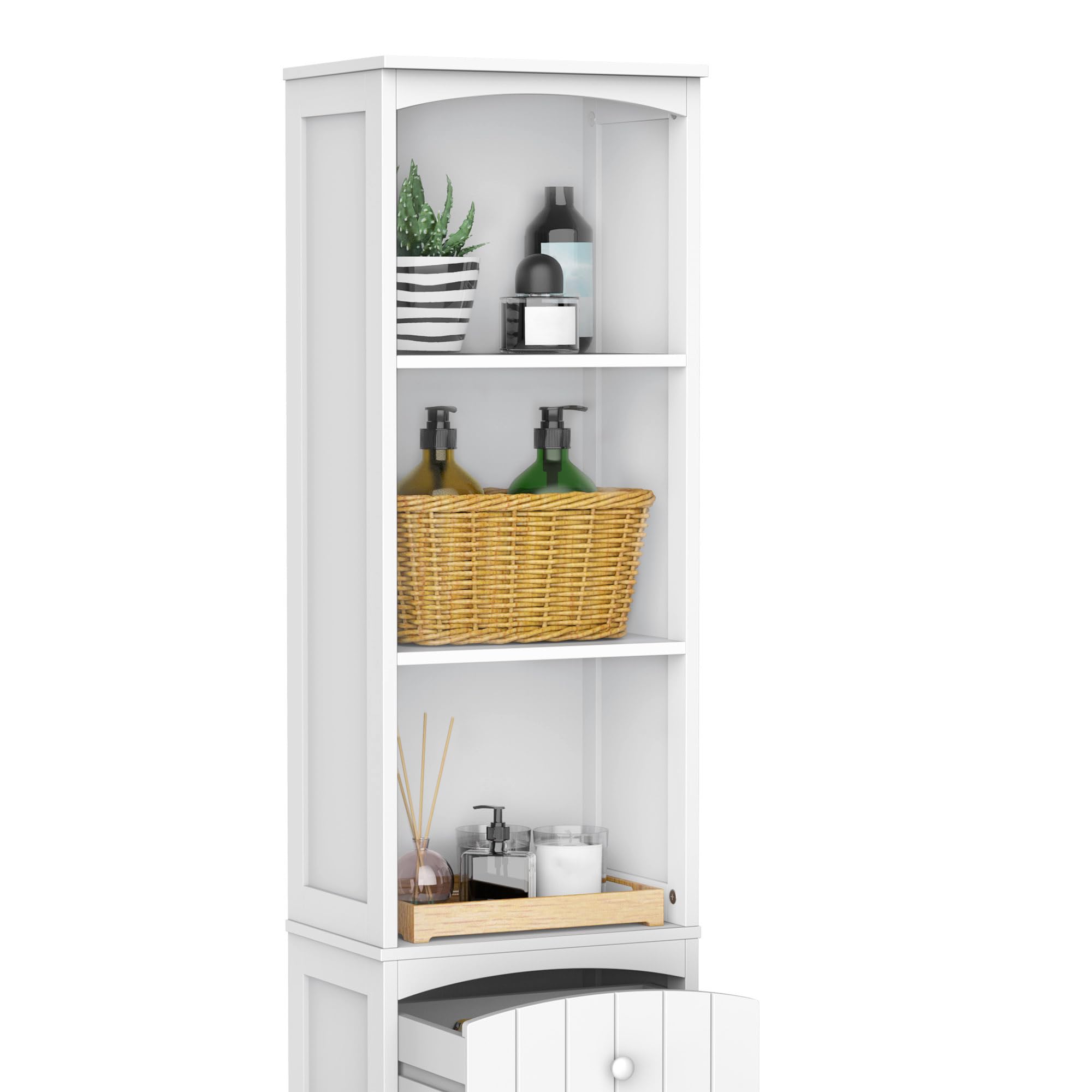 HOMCOM Meuble Colonne de Salle de Bain 34L x 24l x 170H cm Blanc