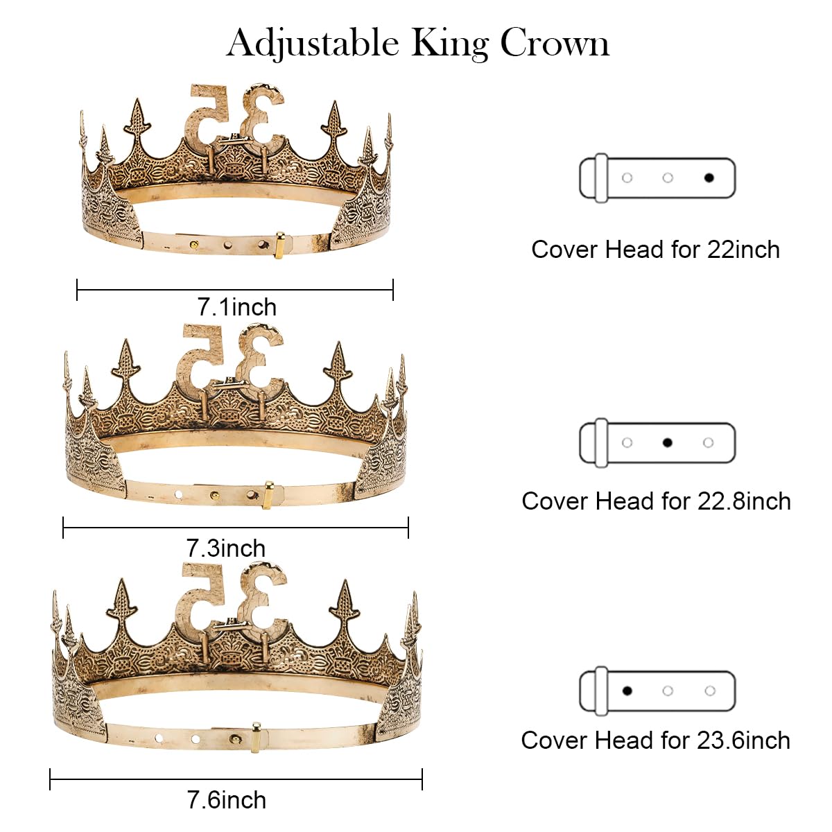 TOBATOBA 35th Birthday King Crown & Sash Set, Men's 35th Birthday Decorations, Gold