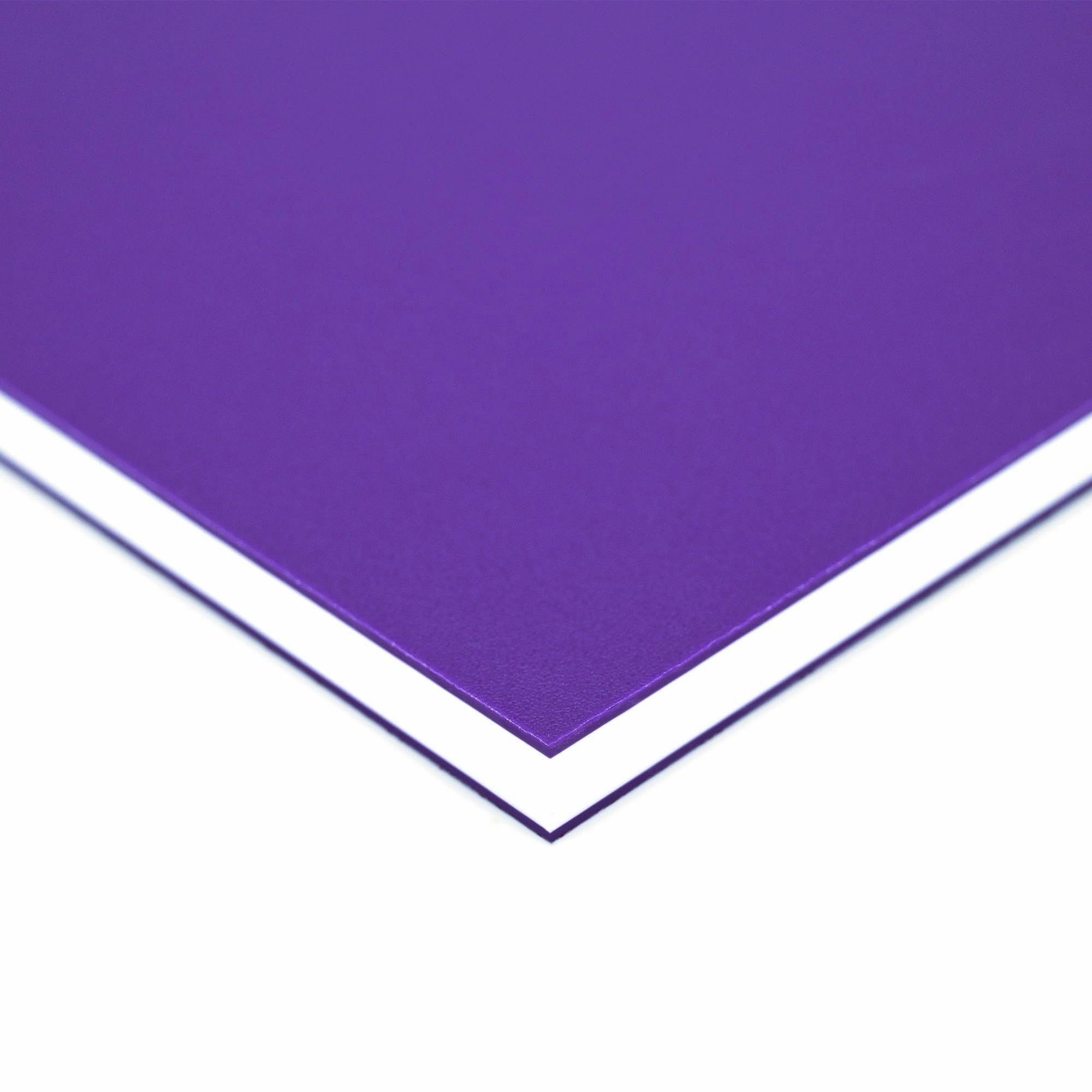 King ColorCore Plastic Sheet 1/2" x 24" x 24" Purple-White-Purple Color Core, HDPE Board, High Density Polyethylene Panel