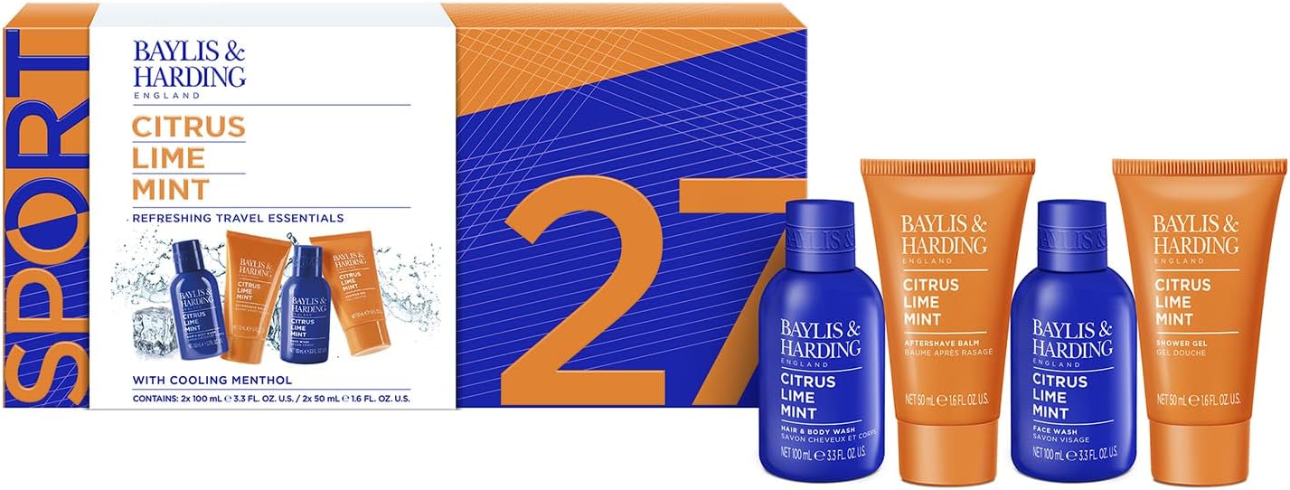 Baylis & Harding Citrus, Lime & Mint Men's Refreshing Travel Essentials Gift Set - Vegan Friendly (Pack of 1)