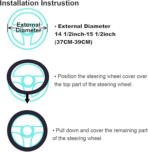 Miniatura 8 de OGLAND Funda de volante de piel de oveja suave y esponjosa para vehículo universal de automóvil, mujeres y hombres, 14 12 pulgadas, accesorios
