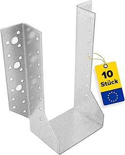 DMX Balkenschuhe - 10er Set für Holzbalken - Balkenbreite von 100 mm - 100x200x75x2,0 mm - Balkenschuh - Balkenverbinder - Holzverbinder - Balkenträger - Metallwinkel - verzinktes Blech