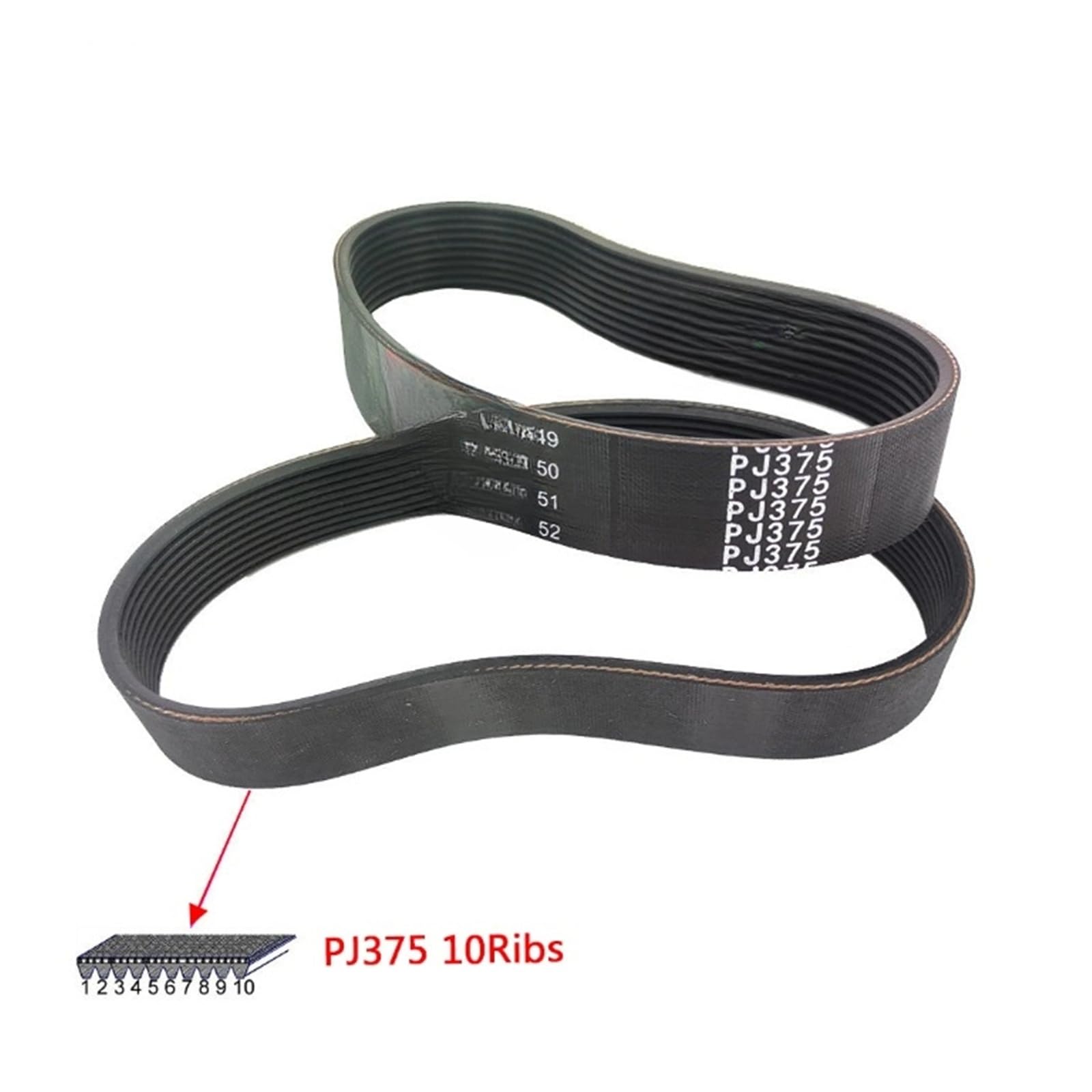 Courroie D'entraînement for Tapis Roulant En Caoutchouc, 1 Pièce, PJ375, 10 Nervures, Multi-rainures, Multi-cales(1 pcs 5 ribs)