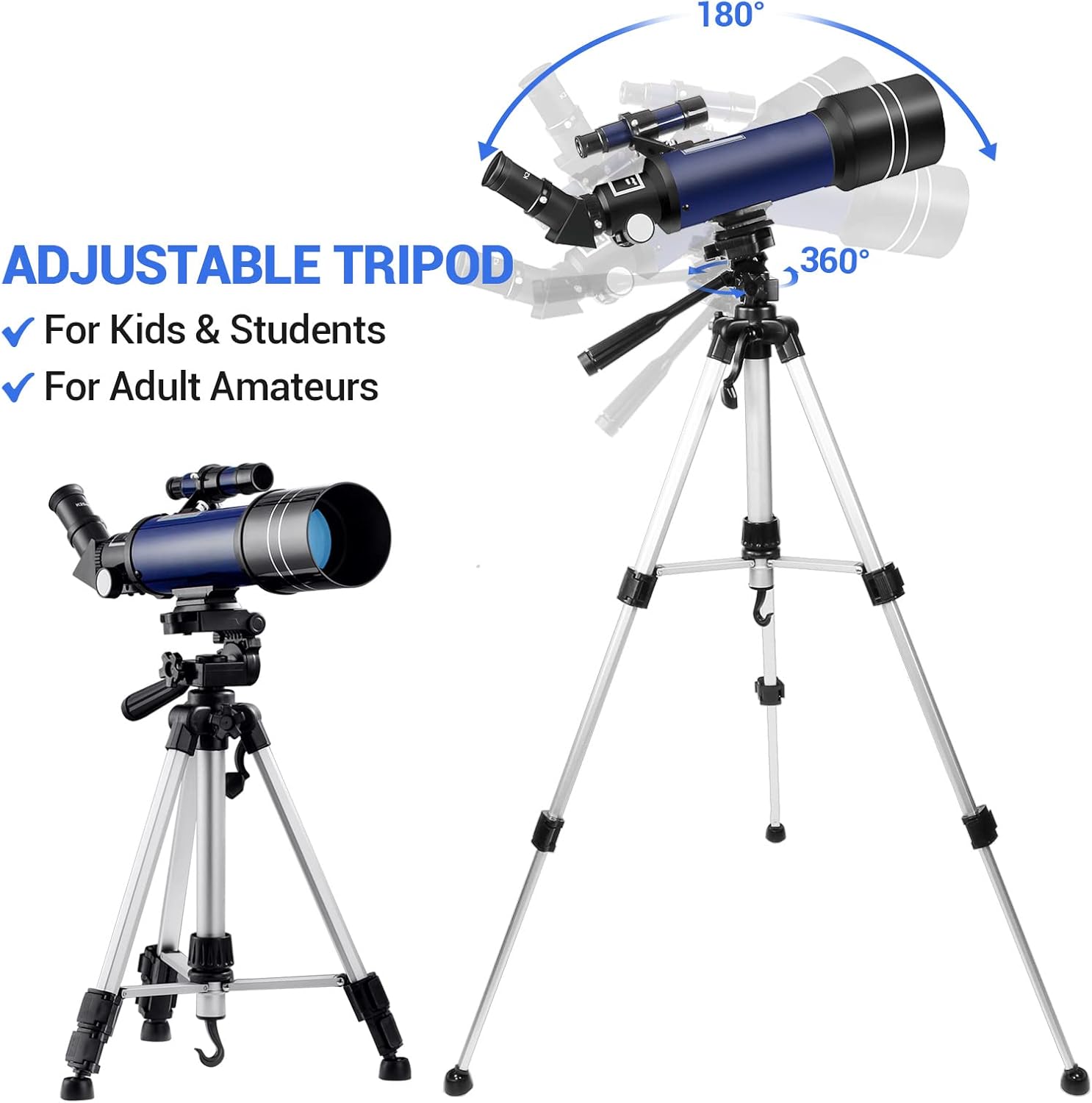 200X High Power Telescope for Astronomy 400mm Focal 70mm Aperture FMC