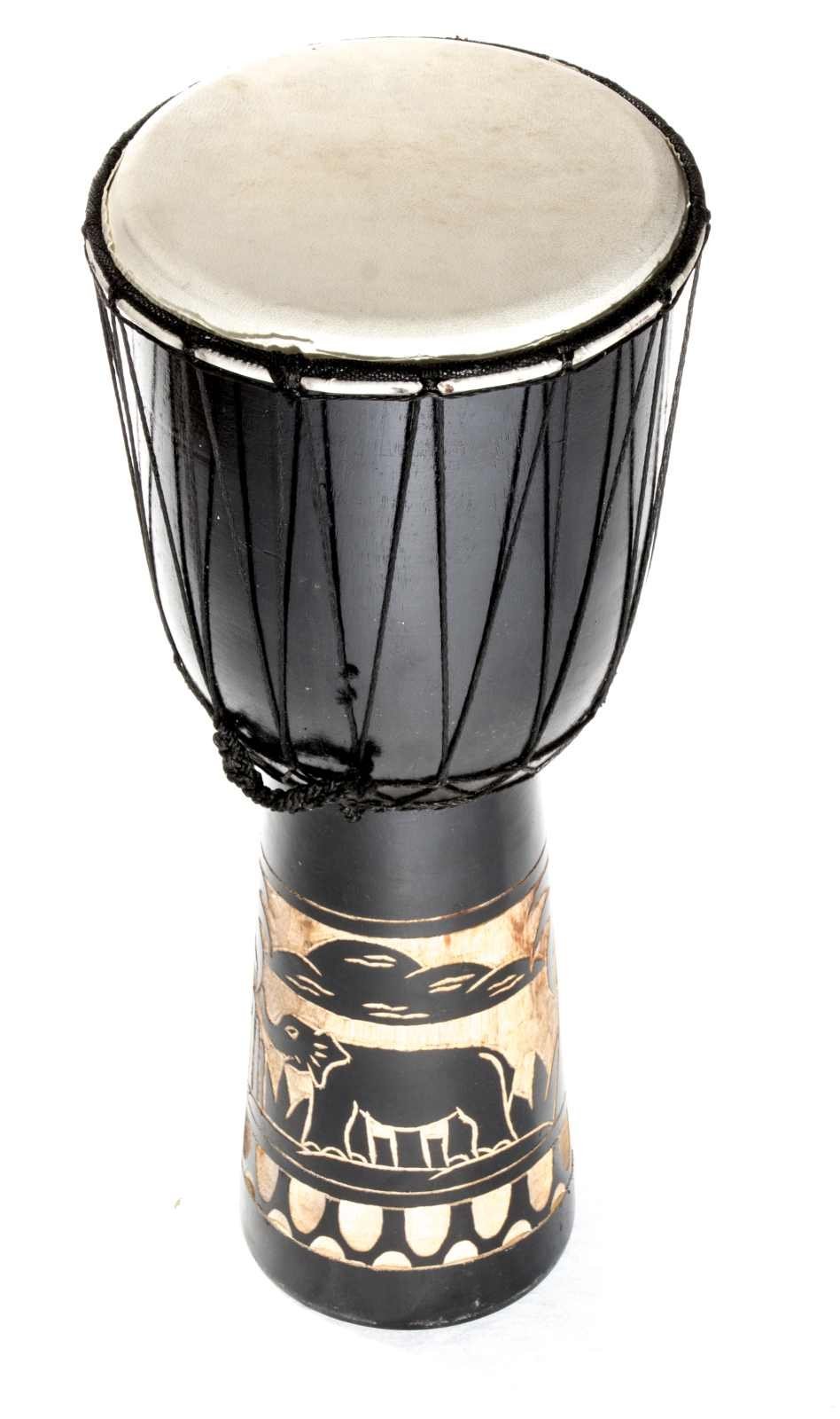 Tambor Djembe grande de 60 cm, tambor Bongo, elefante, marrón, comercio justo, sonido superior, negro