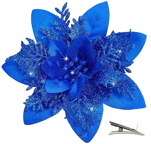 MIKAILE 20PCS Christmas Flowers Artificial with Clip, Poinse