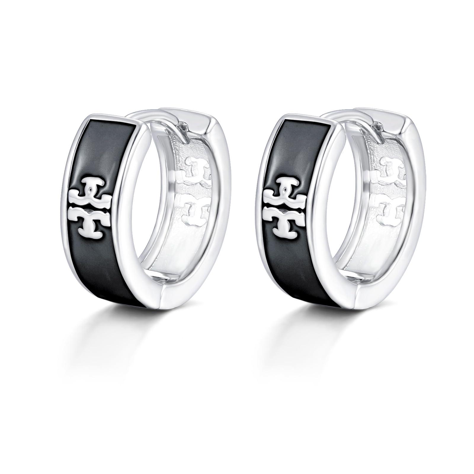 Estrellique Ohrringe Herren Creolen aus 925 Sterling Silber, Unisex Kreuz Creolen für Damen Männer, 16mm Silber Breit Herren Ohrringe, Leichte Minimalistische Ohrclips, Elegante Ohrschmuck Geschenke