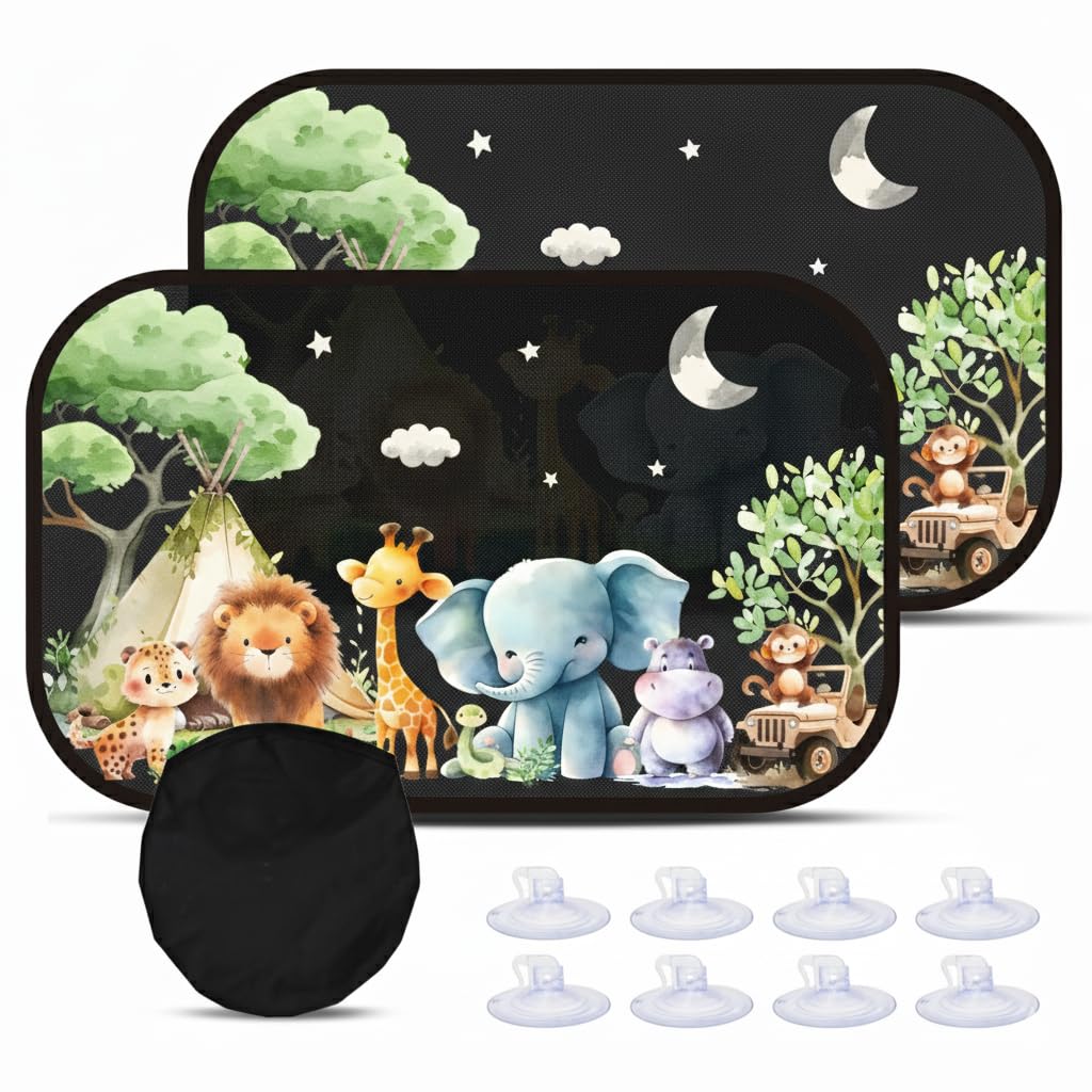 2 Stück Sonnenschutz Auto Baby, Extra Dunkel Sonnenblende Auto Kinder 51x31cm mit 8 Saugnäpfen, Sonne & UV-Schutz